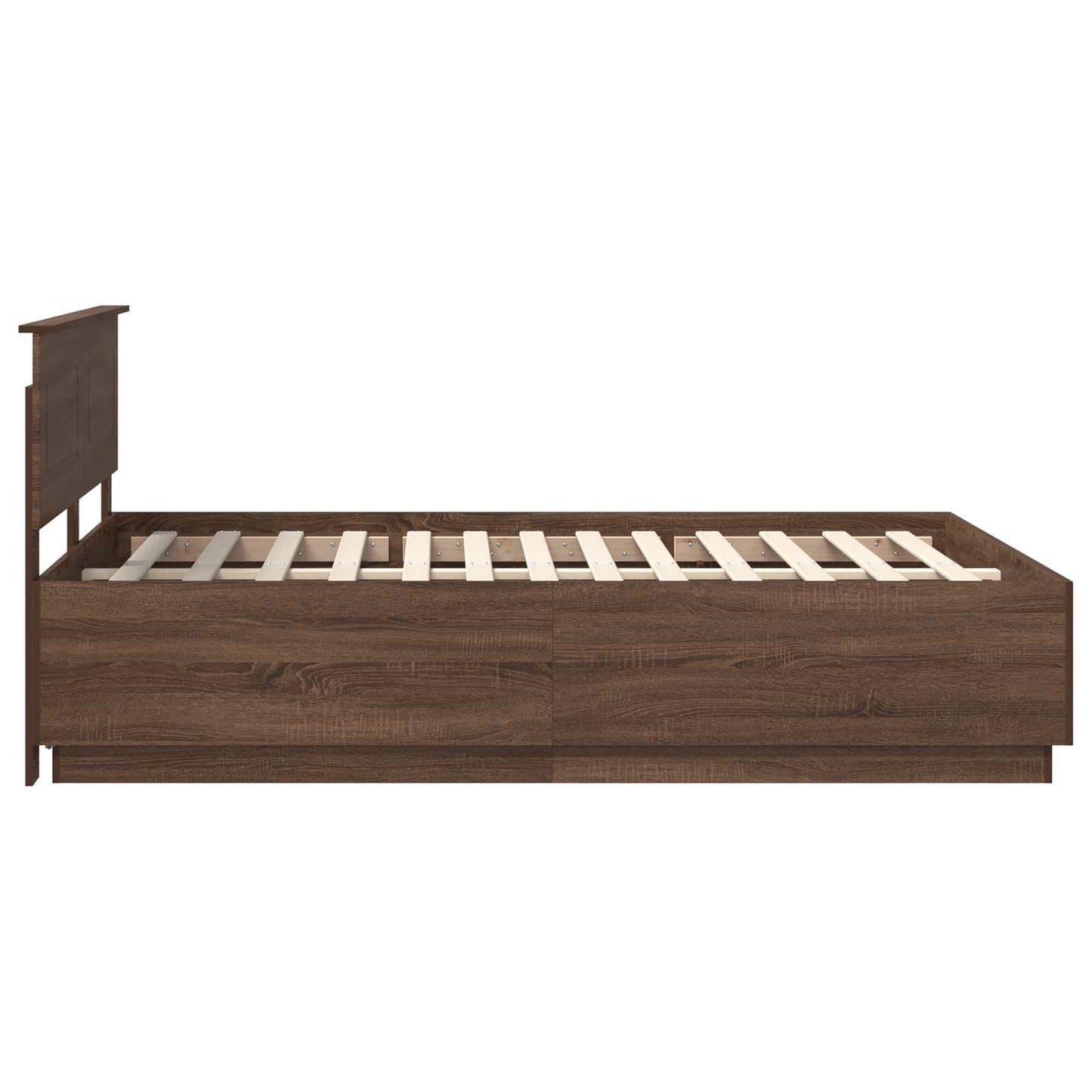Bedframe met hoofdeinde Bruin Eiken 150 x 200 cm Bewerkt hout is nu te koop bij PeponiXL, paradijselijk wonen!