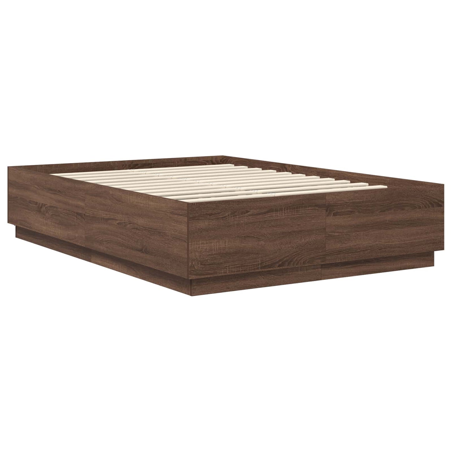 Bedframe met hoofdeinde Bruin Eiken 140 x 190 cm Bewerkt hout
