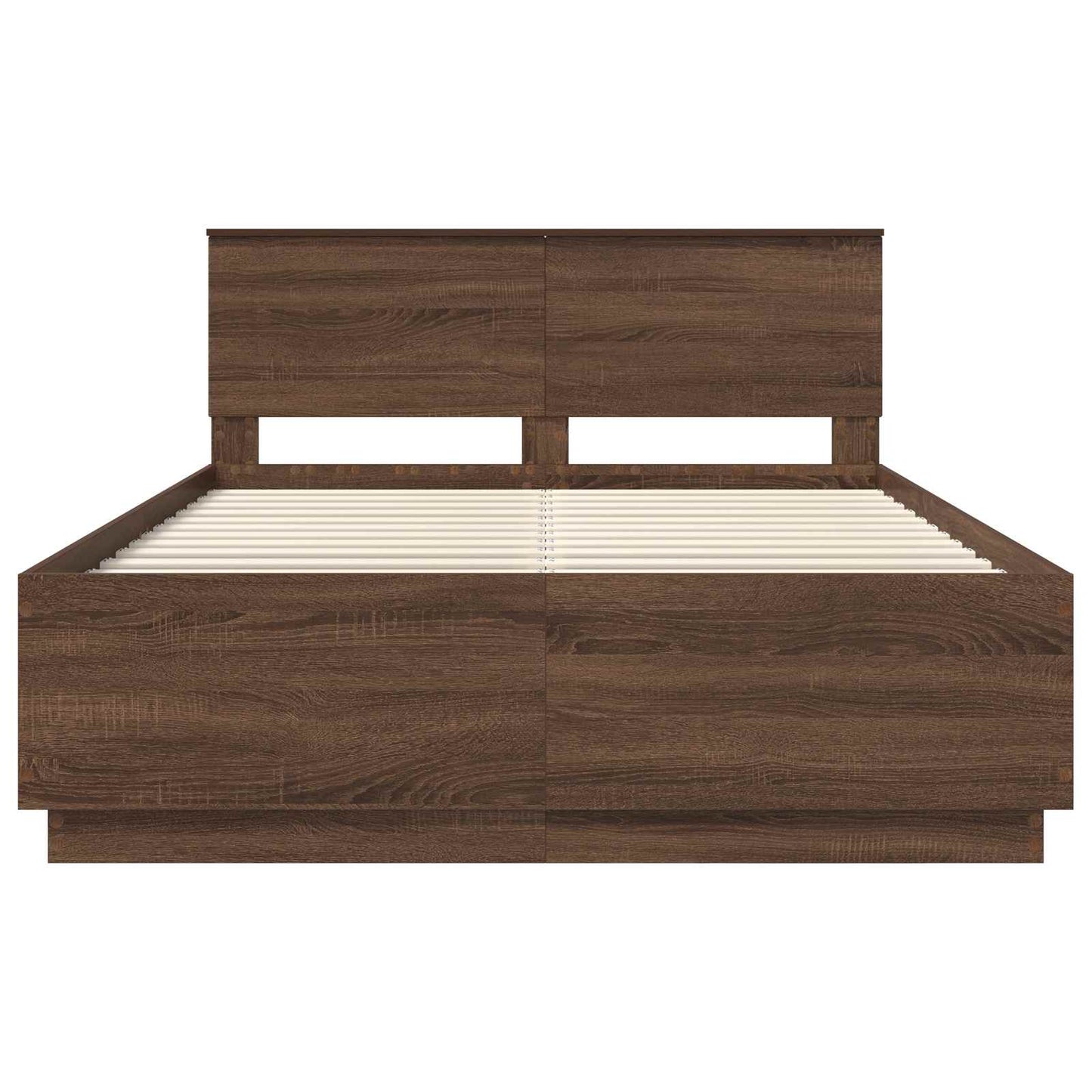 Bedframe met hoofdeinde Bruin Eiken 140 x 190 cm Bewerkt hout