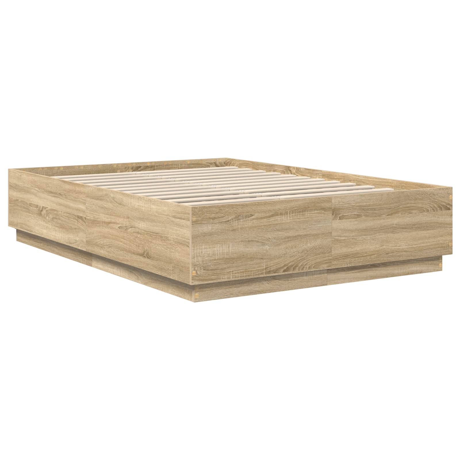 Bedframe met hoofdeinde Sonoma Eiken 140 x 200 cm Bewerkt hout is nu te koop bij PeponiXL, paradijselijk wonen!