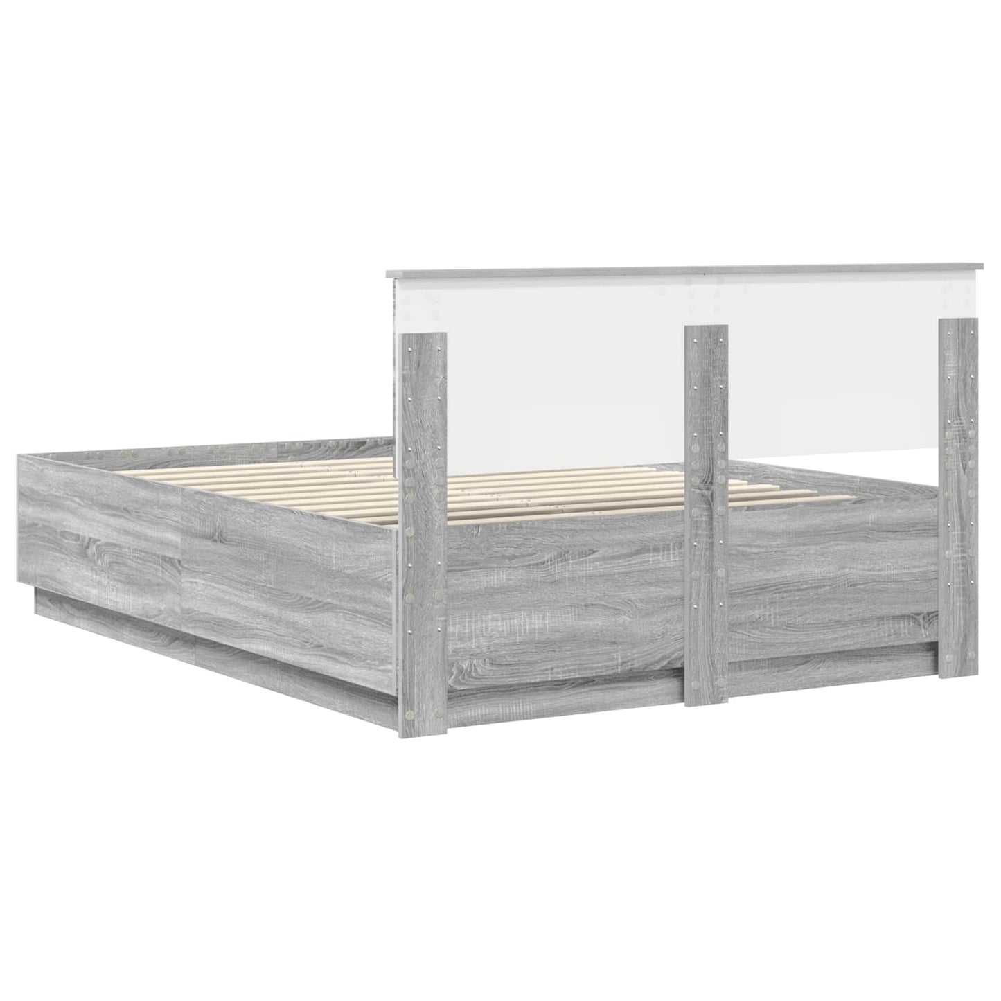 Bedframe met hoofdeinde Grijs Sonoma 140 x 200 cm Bewerkt hout is nu te koop bij PeponiXL, paradijselijk wonen!