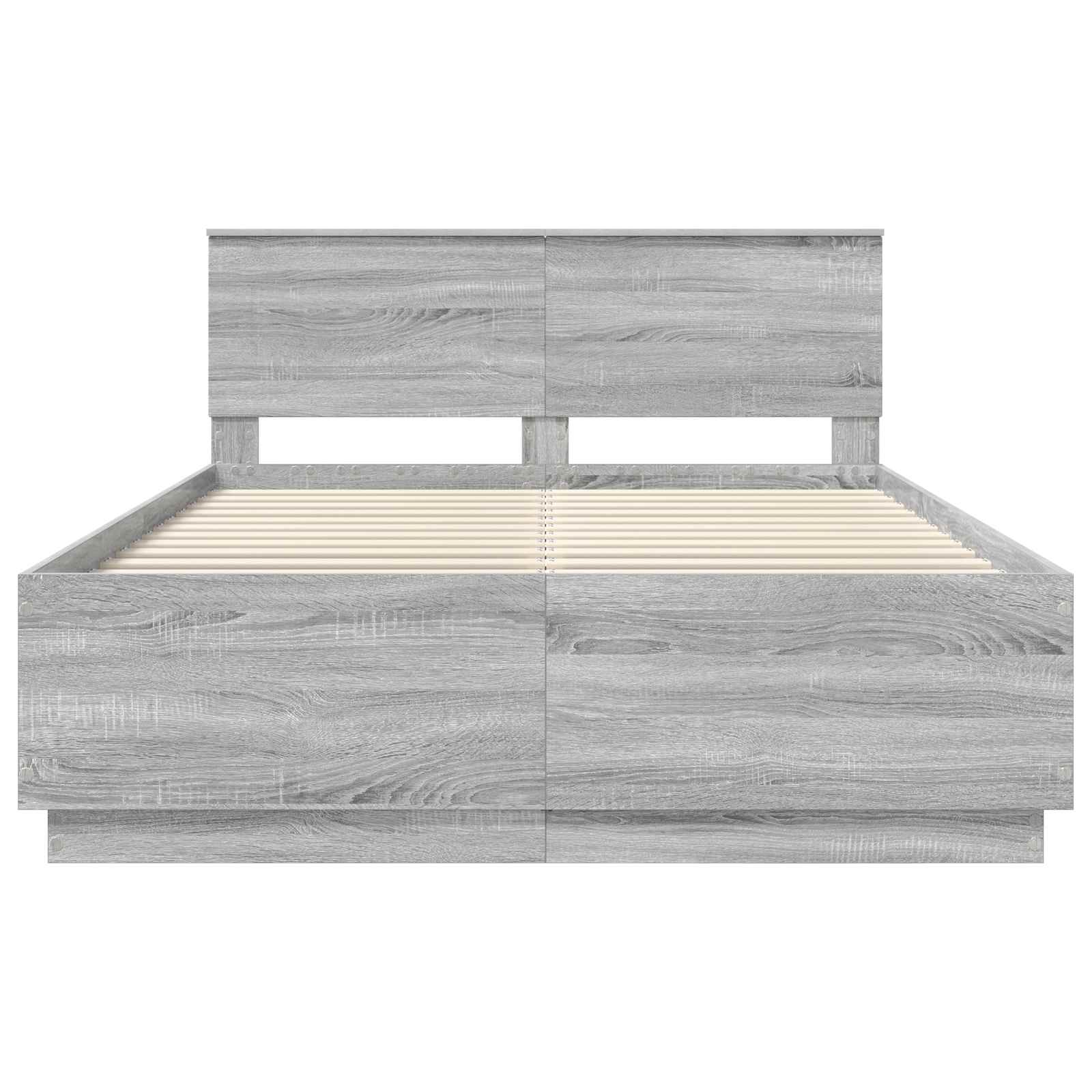 Bedframe met hoofdeinde Grijs Sonoma 140 x 200 cm Bewerkt hout is nu te koop bij PeponiXL, paradijselijk wonen!