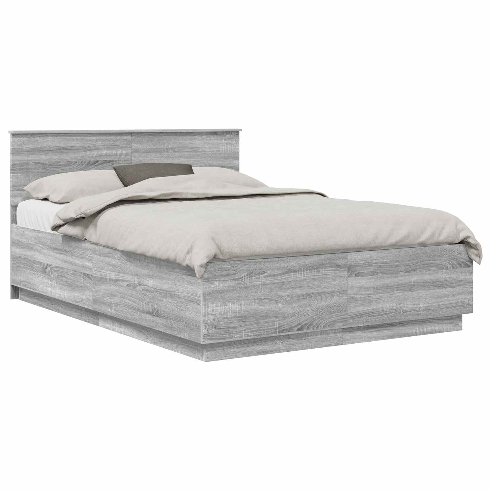 Bedframe met hoofdeinde Grijs Sonoma 140 x 200 cm Bewerkt hout is nu te koop bij PeponiXL, paradijselijk wonen!