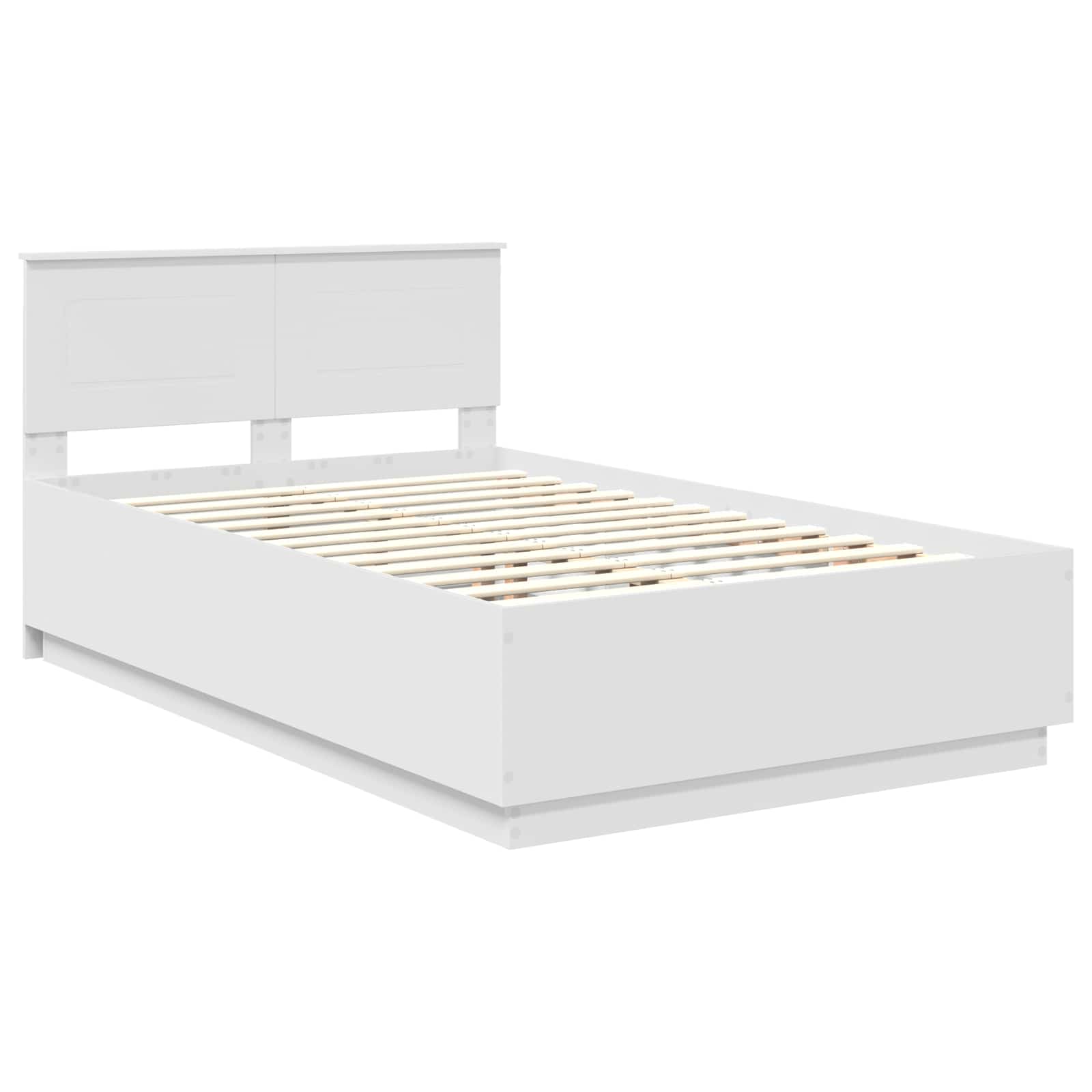 Bedframe met LED-striplichten Wit 135 x 190 cm Bewerkt hout is nu te koop bij PeponiXL, paradijselijk wonen!