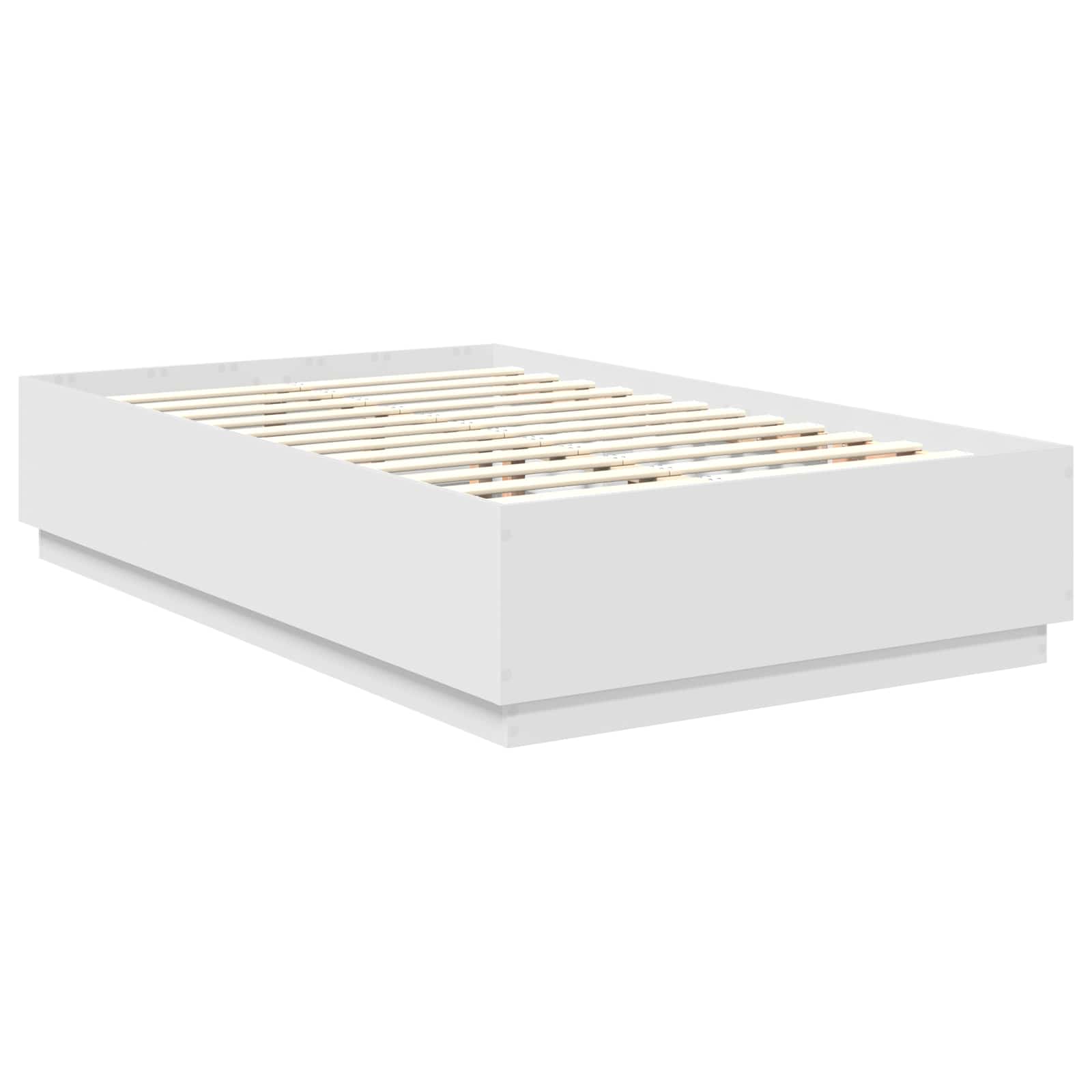 Bedframe met LED-striplichten Wit 135 x 190 cm Bewerkt hout is nu te koop bij PeponiXL, paradijselijk wonen!
