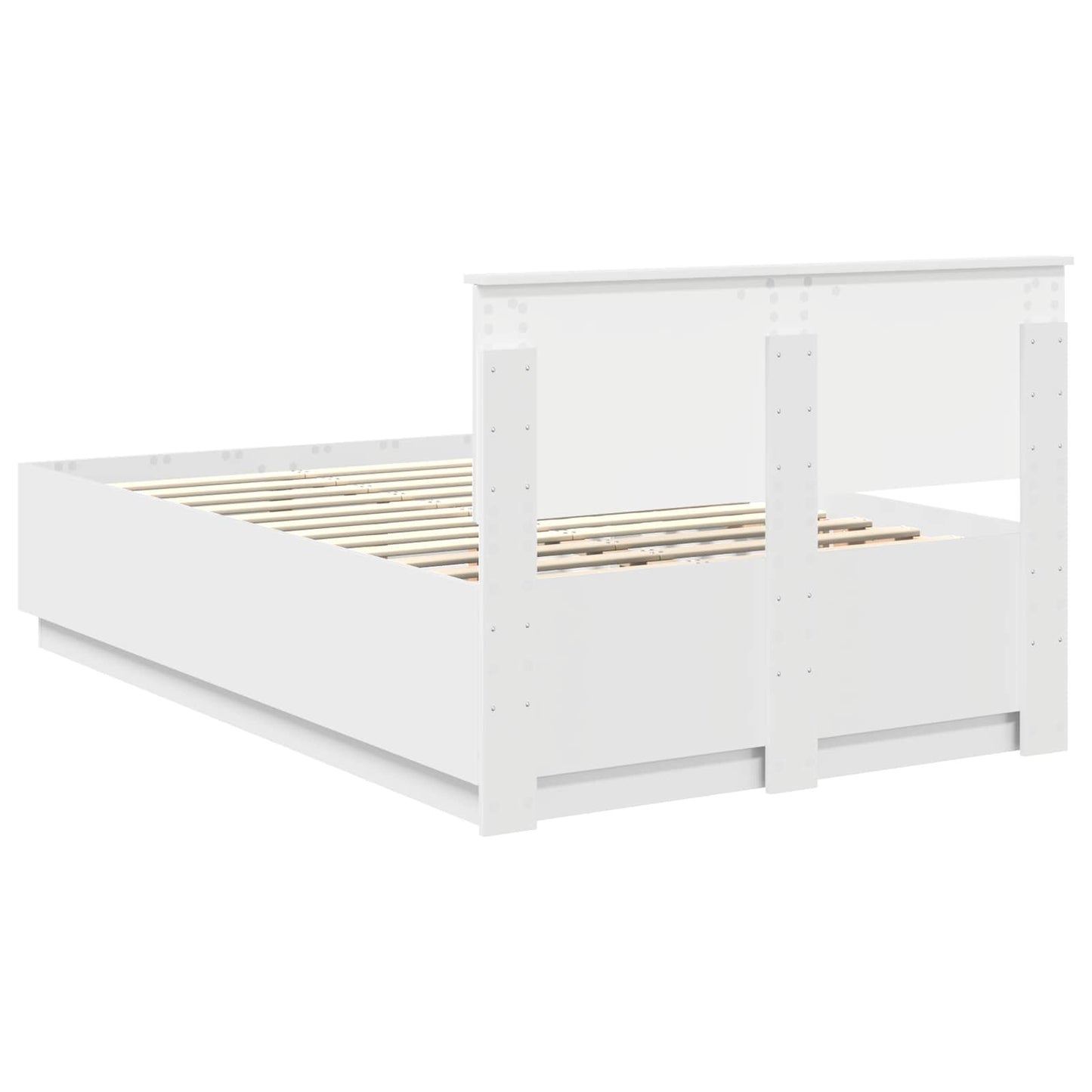 Bedframe met LED-striplichten Wit 135 x 190 cm Bewerkt hout is nu te koop bij PeponiXL, paradijselijk wonen!