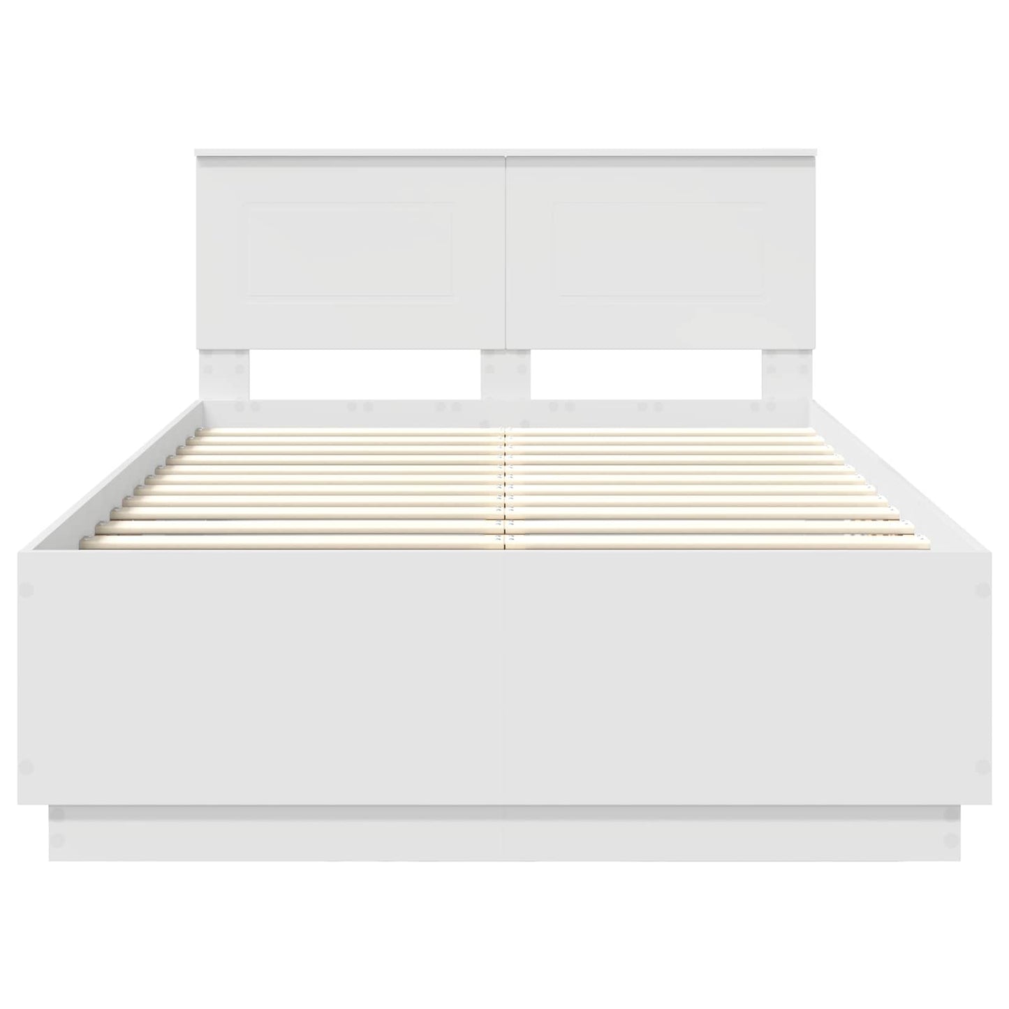 Bedframe met LED-striplichten Wit 135 x 190 cm Bewerkt hout is nu te koop bij PeponiXL, paradijselijk wonen!