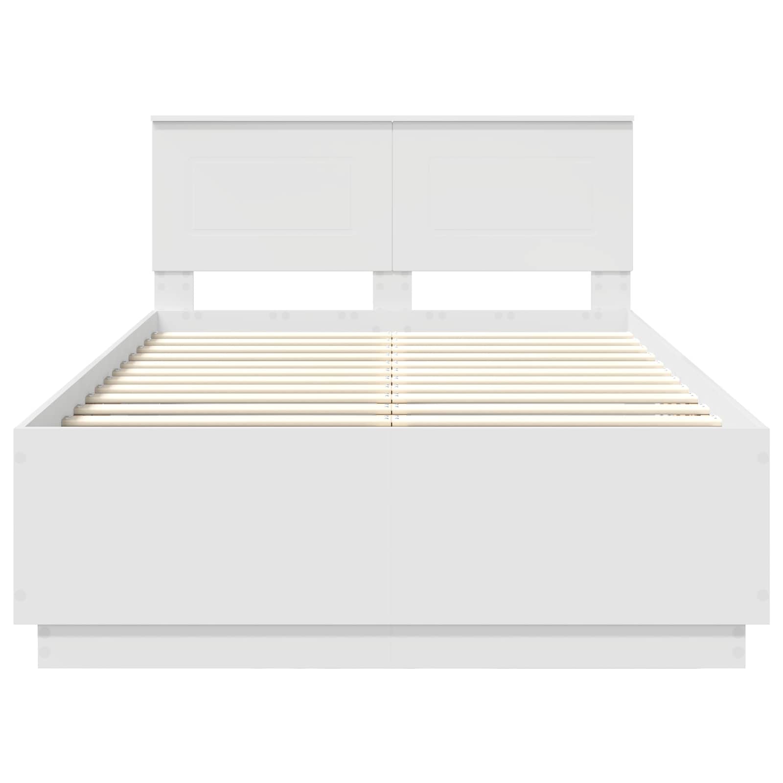 Bedframe met LED-striplichten Wit 135 x 190 cm Bewerkt hout is nu te koop bij PeponiXL, paradijselijk wonen!
