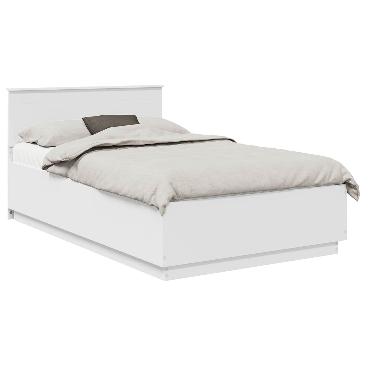 Bedframe met LED-striplichten Wit 135 x 190 cm Bewerkt hout is nu te koop bij PeponiXL, paradijselijk wonen!