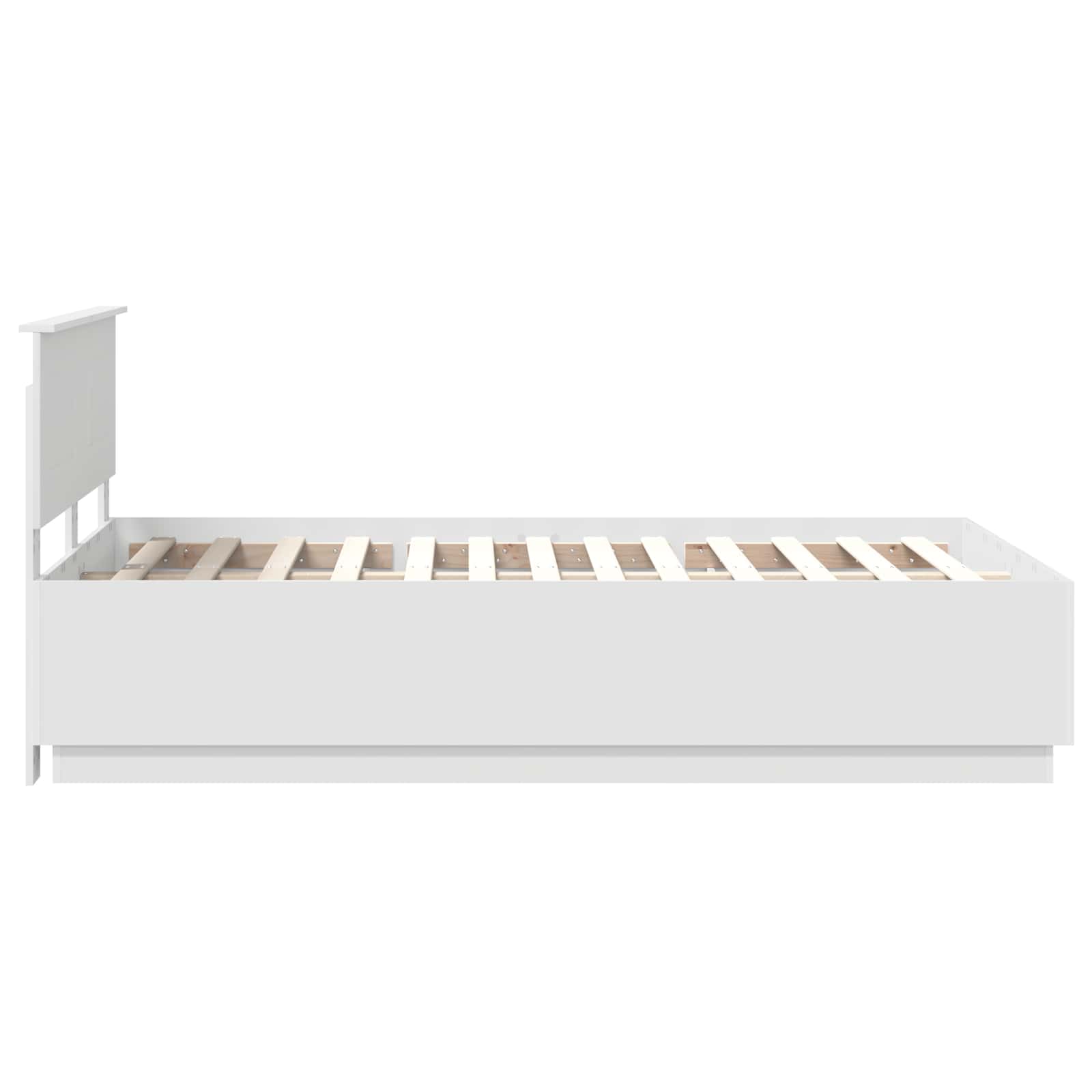 Bedframe met LED-striplichten Wit 135 x 190 cm Bewerkt hout is nu te koop bij PeponiXL, paradijselijk wonen!