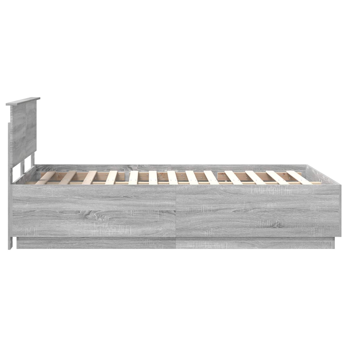 Bedframe met hoofdeinde Grijs Sonoma 135 x 190 cm Bewerkt hout is nu te koop bij PeponiXL, paradijselijk wonen!