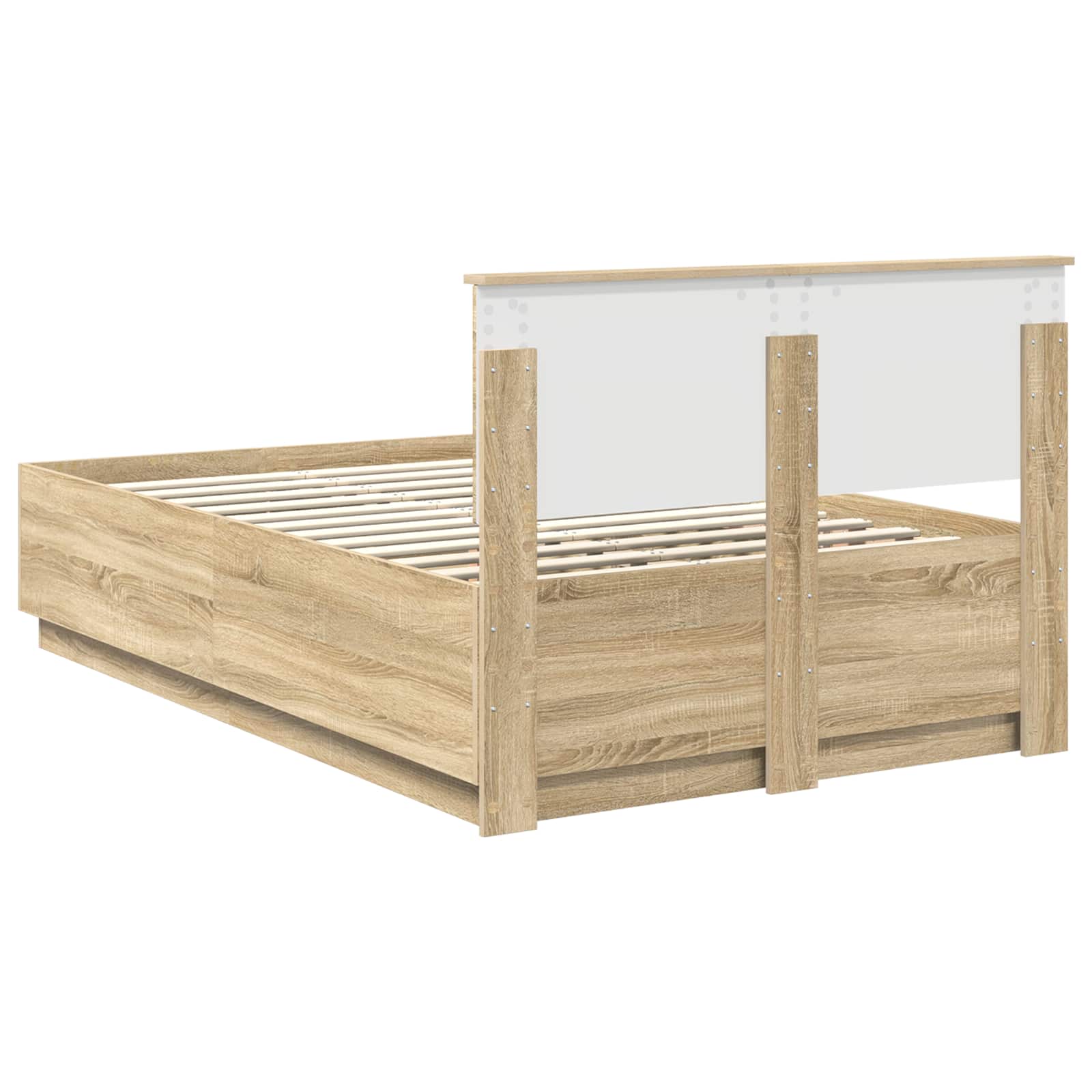 Bedframe met hoofdeinde Sonoma Eiken 120 x 190 cm Bewerkt hout is nu te koop bij PeponiXL, paradijselijk wonen!