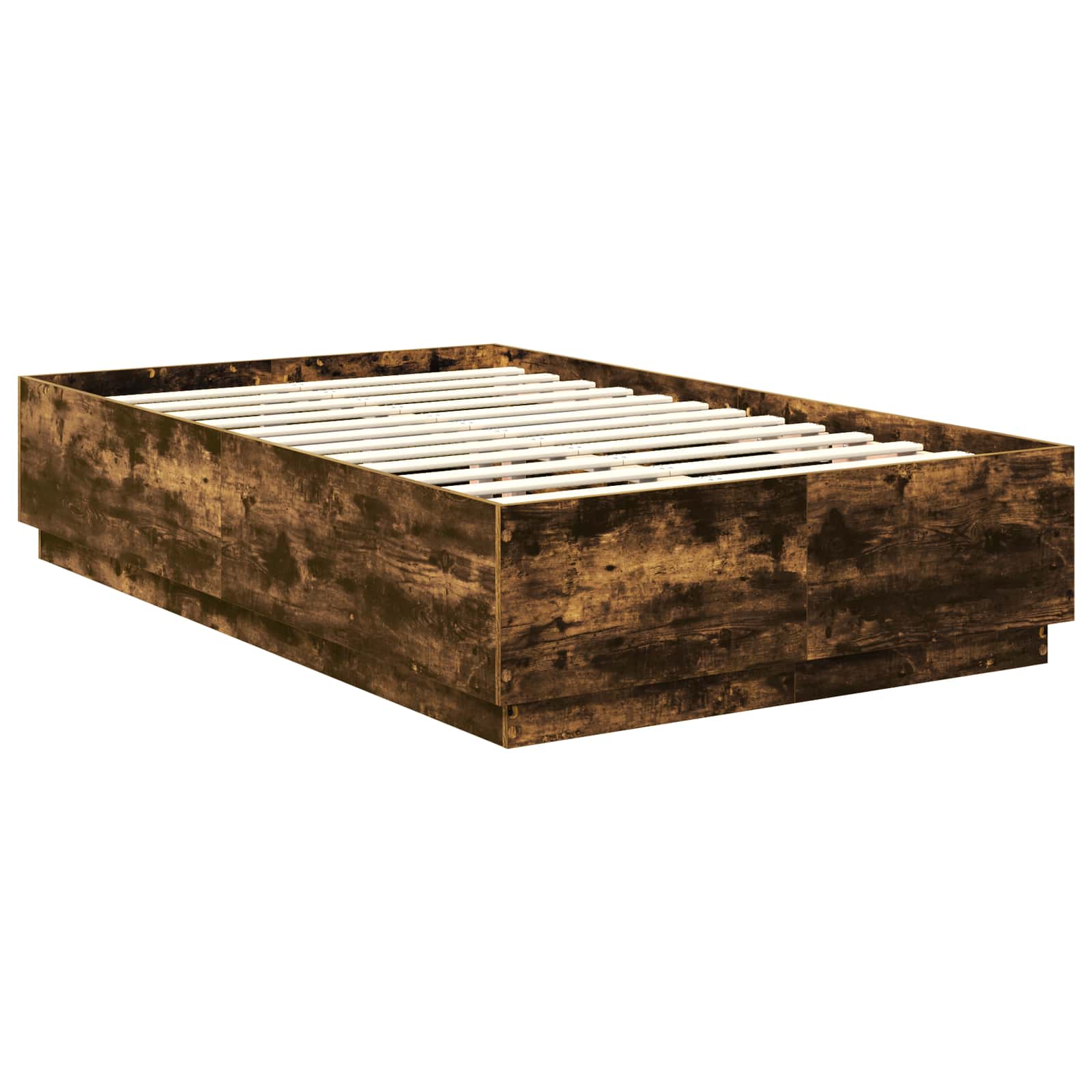 Bedframe met hoofdeinde Gerookt eiken 120 x 190 cm Bewerkt hout is nu te koop bij PeponiXL, paradijselijk wonen!