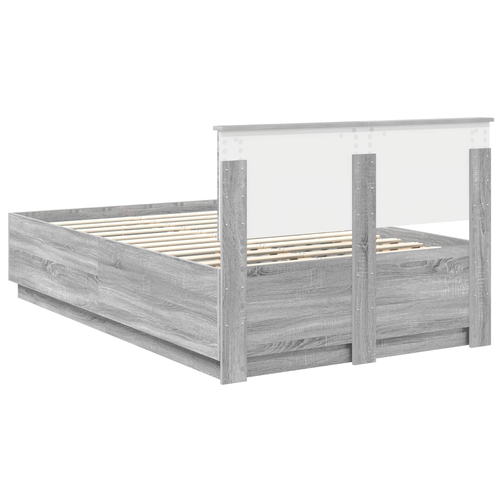 Bedframe met hoofdeinde Grijs Sonoma 120 x 190 cm Bewerkt hout is nu te koop bij PeponiXL, paradijselijk wonen!