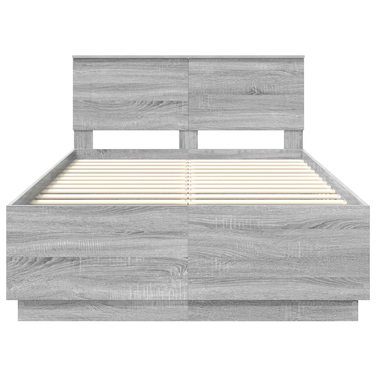 Bedframe met hoofdeinde Grijs Sonoma 120 x 190 cm Bewerkt hout is nu te koop bij PeponiXL, paradijselijk wonen!