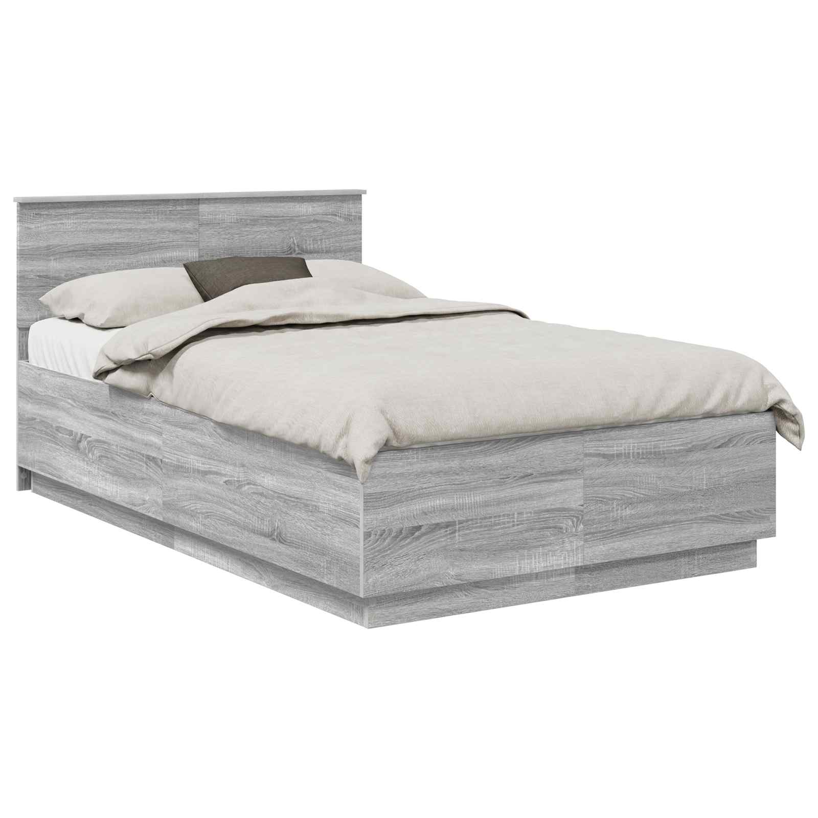 Bedframe met hoofdeinde Grijs Sonoma 120 x 190 cm Bewerkt hout is nu te koop bij PeponiXL, paradijselijk wonen!