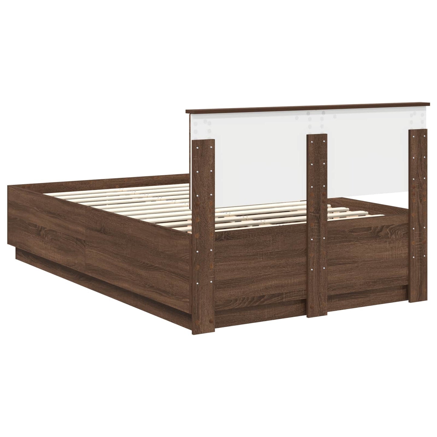 Bedframe met hoofdeinde Bruin Eiken 120 x 190 cm Bewerkt hout is nu te koop bij PeponiXL, paradijselijk wonen!