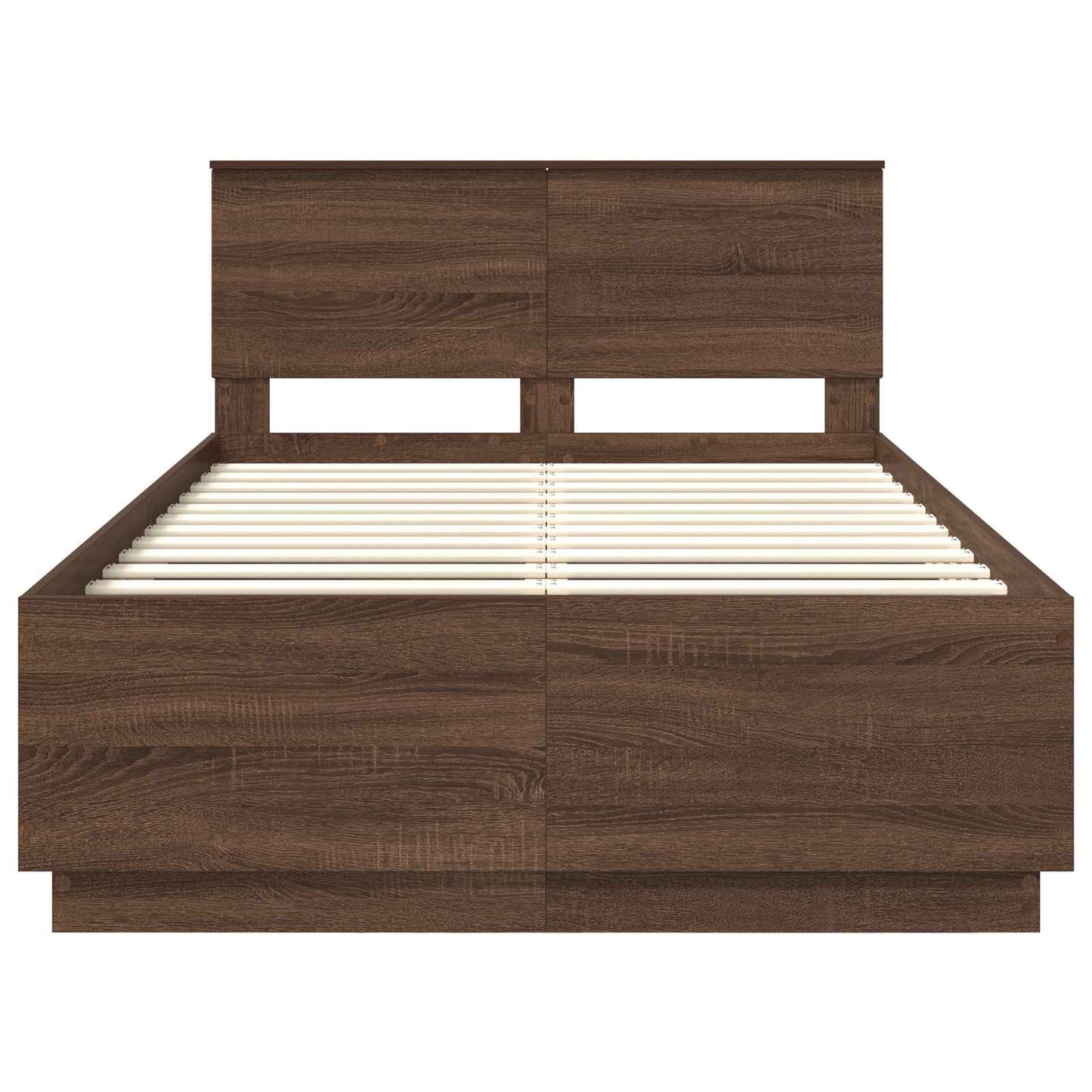 Bedframe met hoofdeinde Bruin Eiken 120 x 190 cm Bewerkt hout is nu te koop bij PeponiXL, paradijselijk wonen!