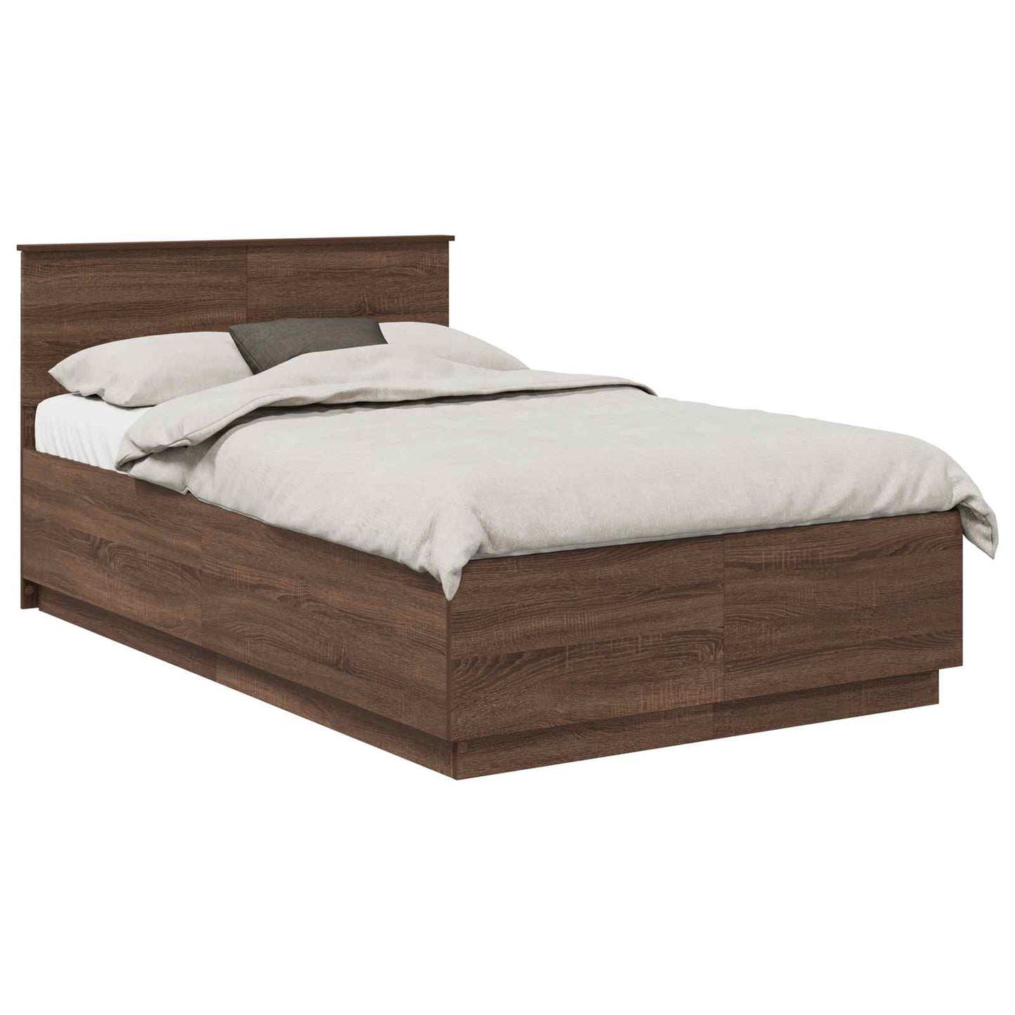 Bedframe met hoofdeinde Bruin Eiken 120 x 190 cm Bewerkt hout is nu te koop bij PeponiXL, paradijselijk wonen!