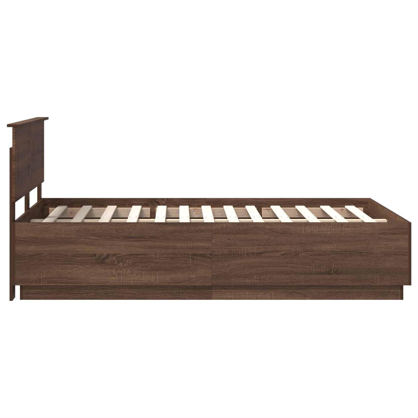 Bedframe met hoofdeinde Bruin Eiken 120 x 190 cm Bewerkt hout is nu te koop bij PeponiXL, paradijselijk wonen!
