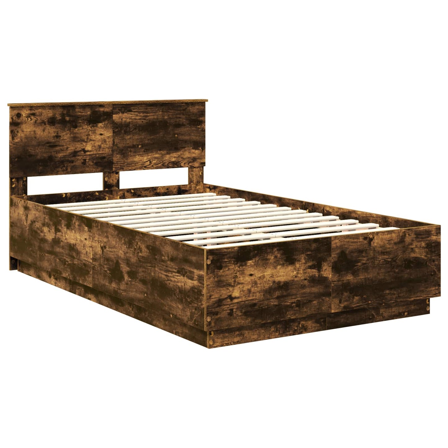 Bedframe met hoofdeinde Gerookt eiken 120 x 200 cm Bewerkt hout is nu te koop bij PeponiXL, paradijselijk wonen!