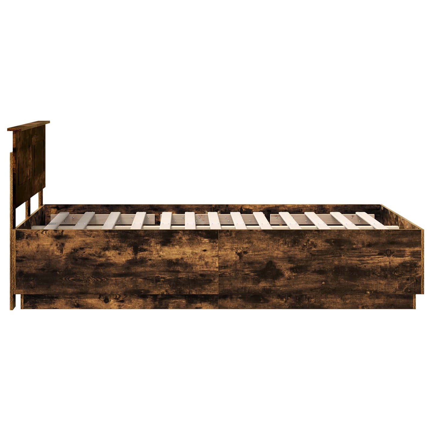 Bedframe met hoofdeinde Gerookt eiken 120 x 200 cm Bewerkt hout is nu te koop bij PeponiXL, paradijselijk wonen!