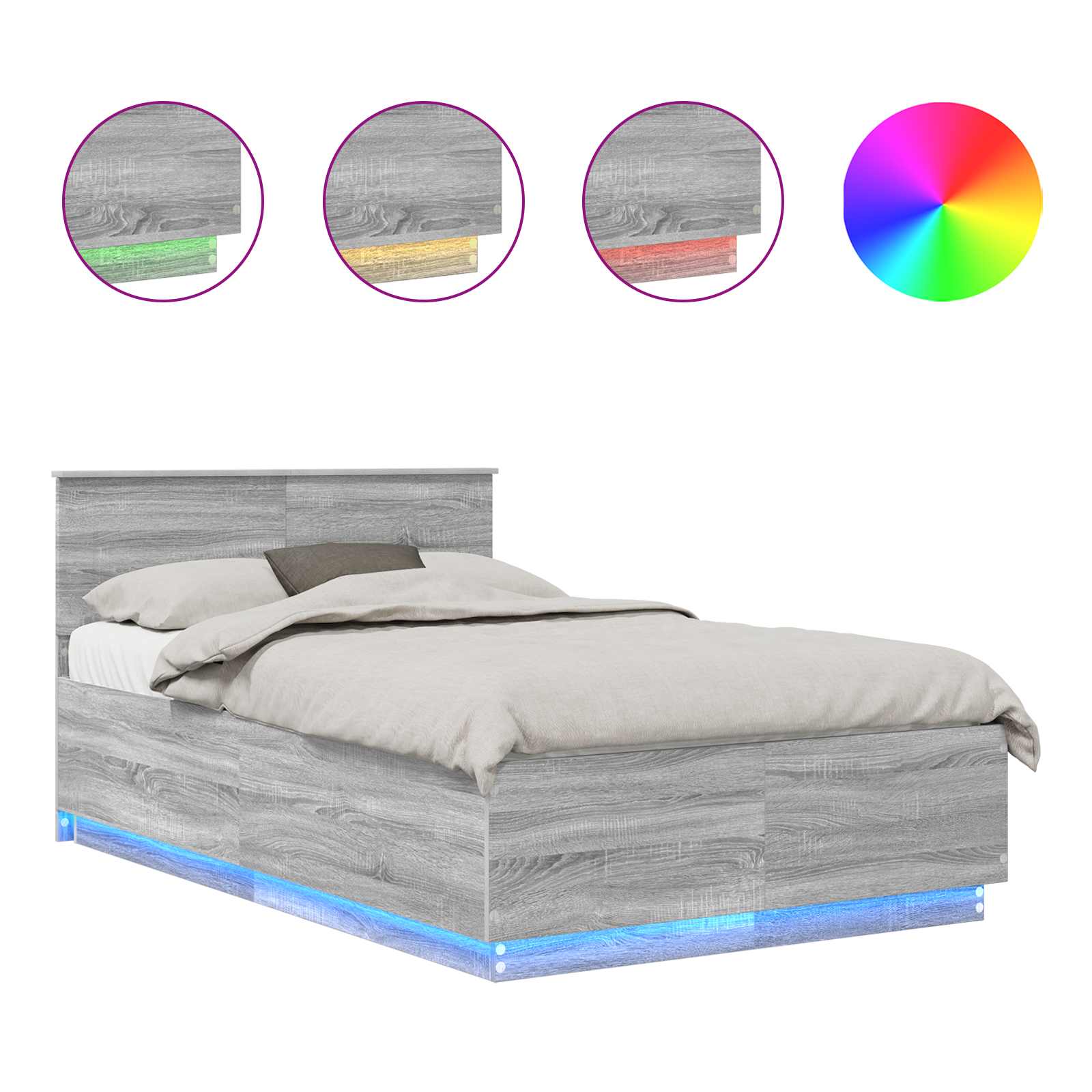 Bedframe met hoofdeinde Grijs Sonoma 120 x 200 cm Bewerkt hout is nu te koop bij PeponiXL, paradijselijk wonen!