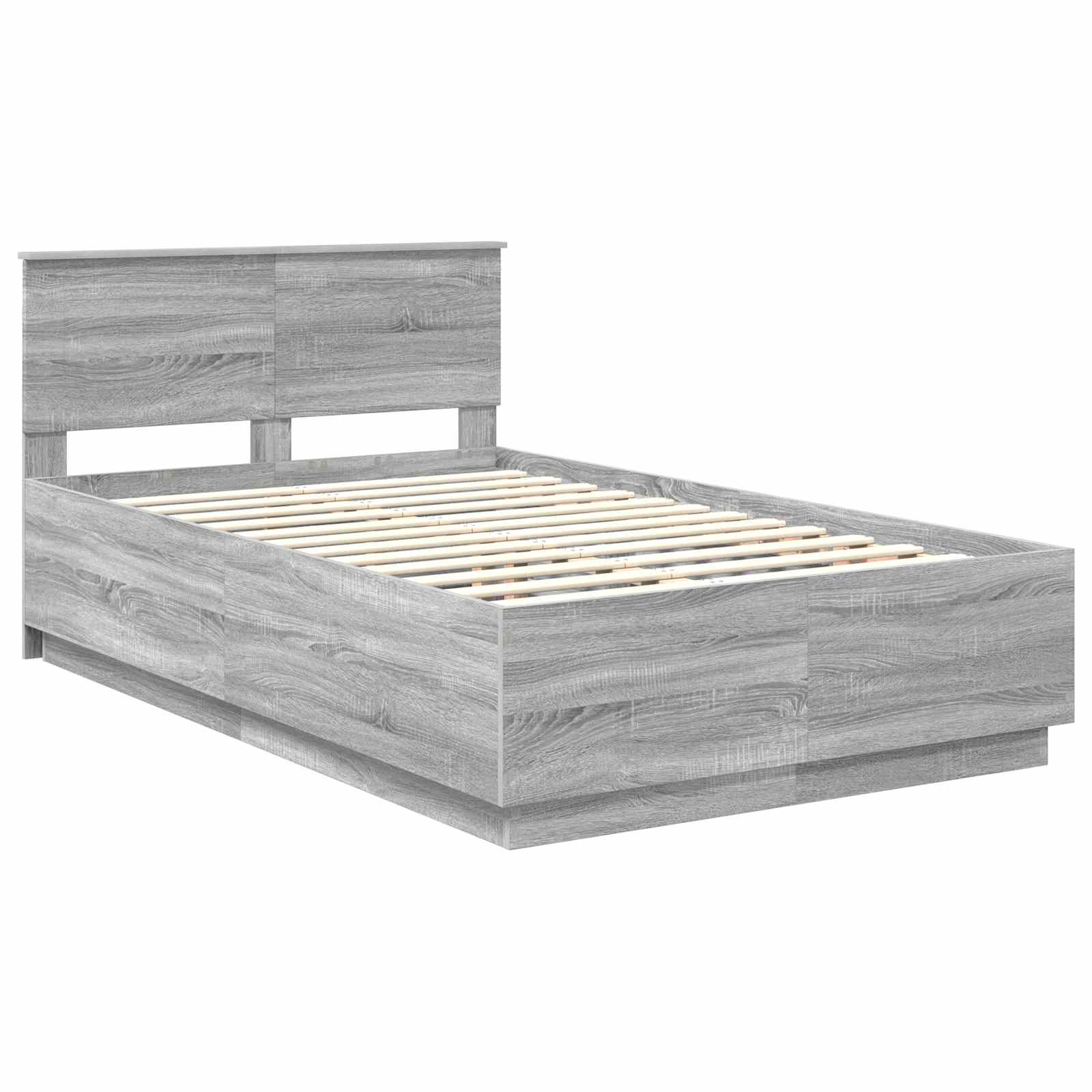 Bedframe met hoofdeinde Grijs Sonoma 120 x 200 cm Bewerkt hout is nu te koop bij PeponiXL, paradijselijk wonen!