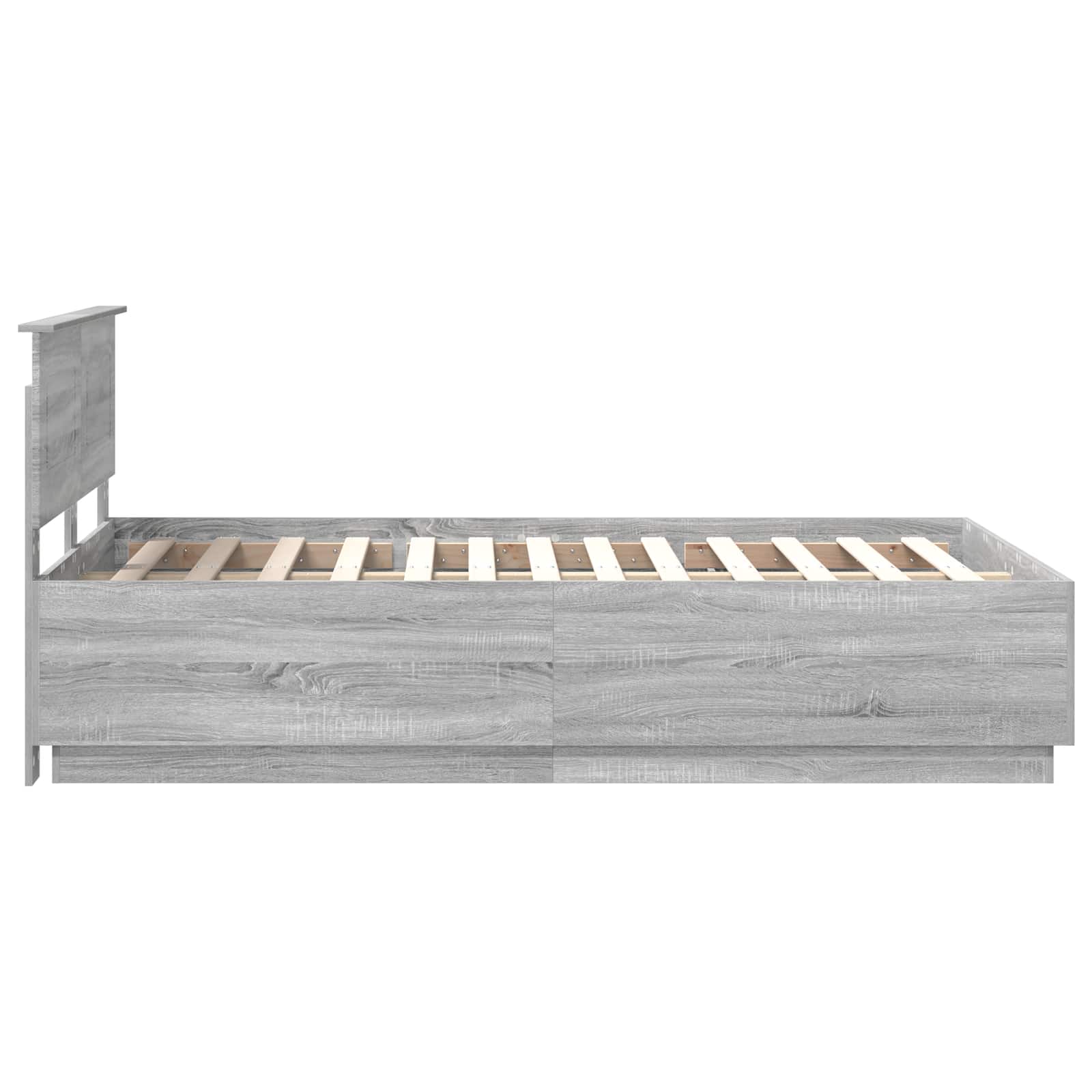 Bedframe met hoofdeinde Grijs Sonoma 120 x 200 cm Bewerkt hout is nu te koop bij PeponiXL, paradijselijk wonen!