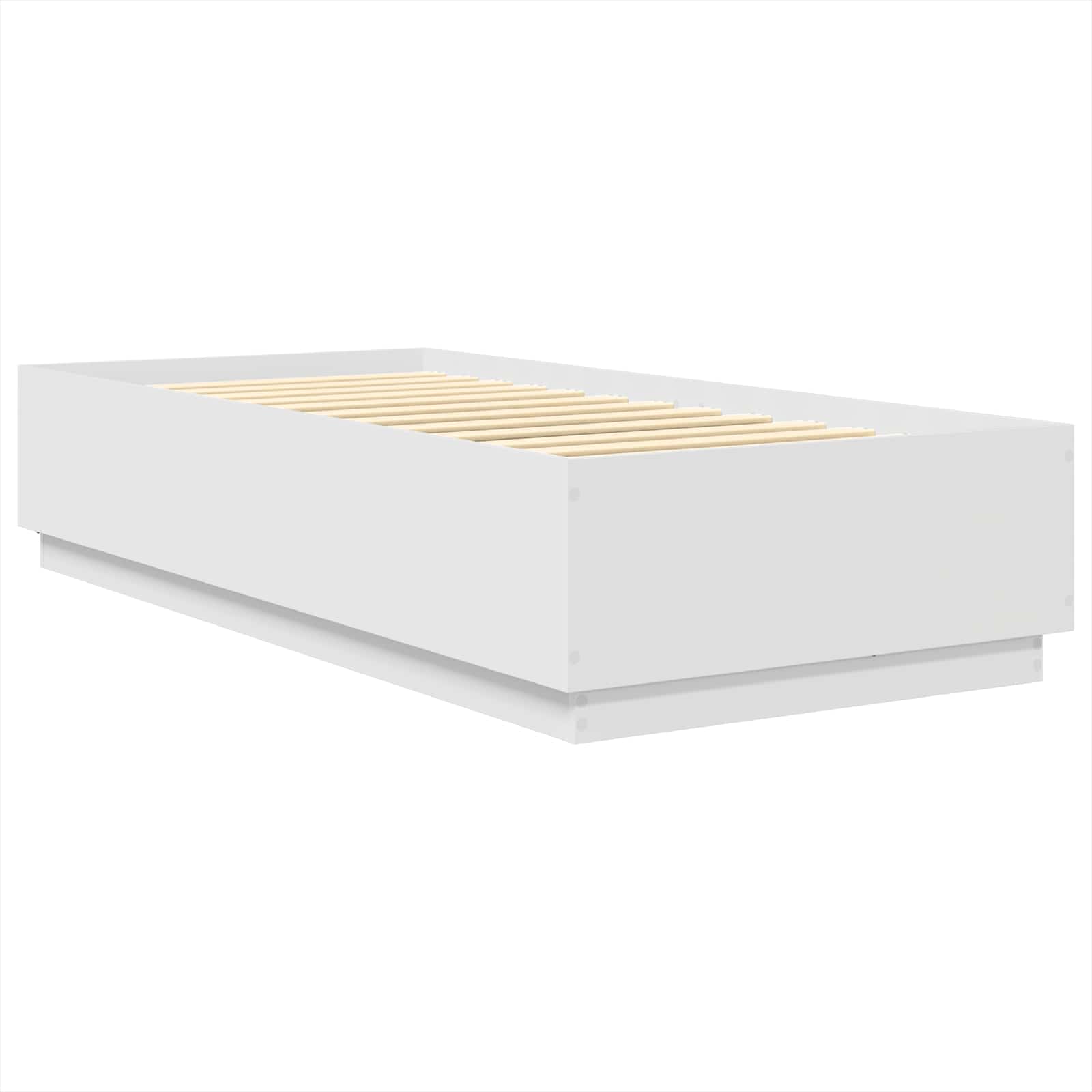 Bedframe met LED-striplichten Wit 100 x 200 cm Bewerkt hout is nu te koop bij PeponiXL, paradijselijk wonen!