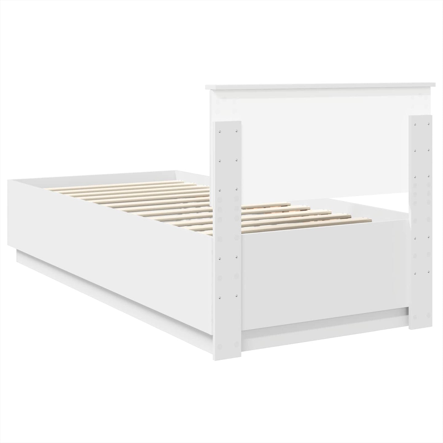 Bedframe met LED-striplichten Wit 100 x 200 cm Bewerkt hout is nu te koop bij PeponiXL, paradijselijk wonen!