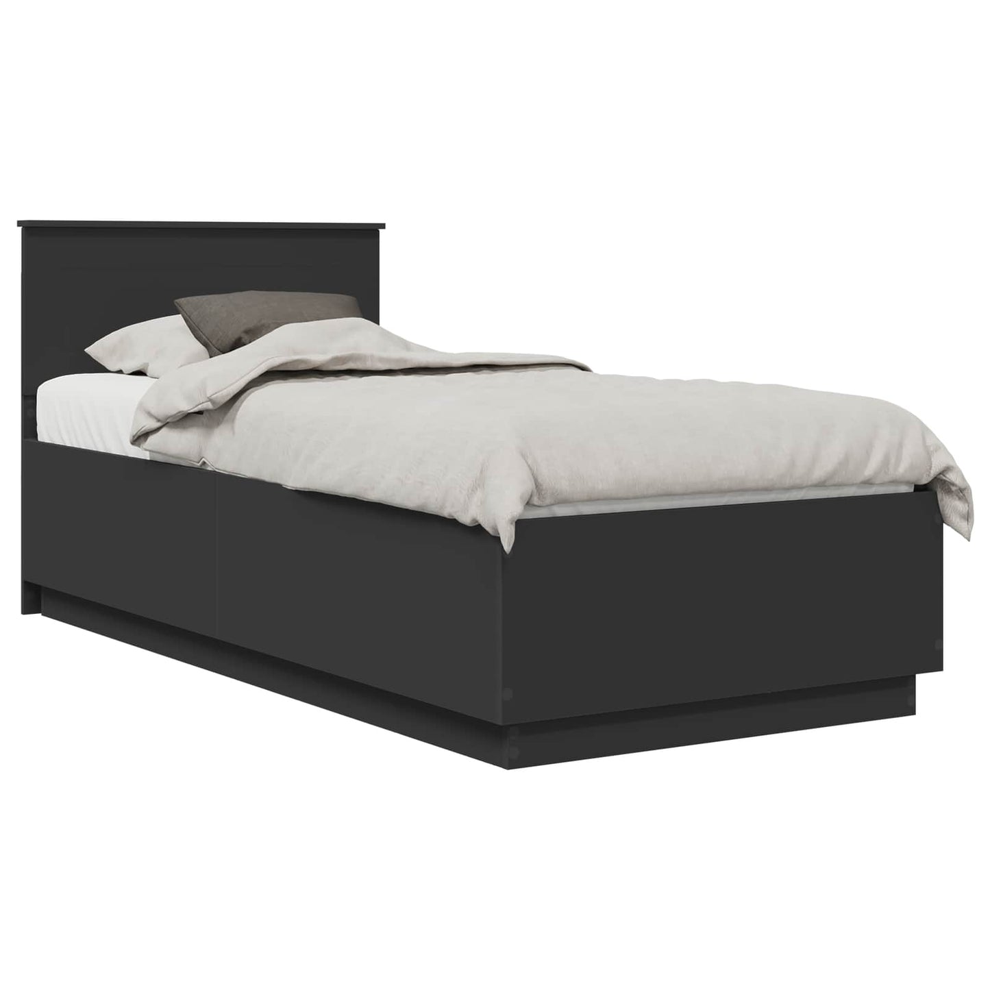 Bedframe met LED-striplichten Zwart 100 x 200 cm Bewerkt hout is nu te koop bij PeponiXL, paradijselijk wonen!