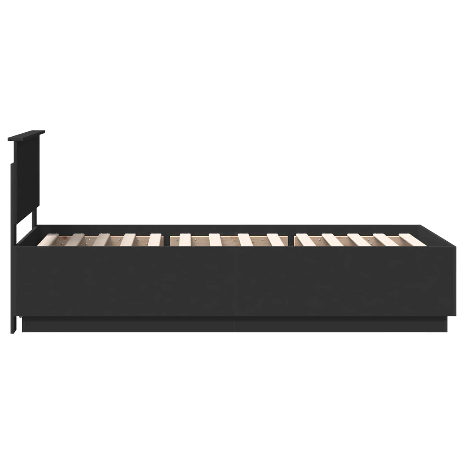 Bedframe met LED-striplichten Zwart 100 x 200 cm Bewerkt hout is nu te koop bij PeponiXL, paradijselijk wonen!