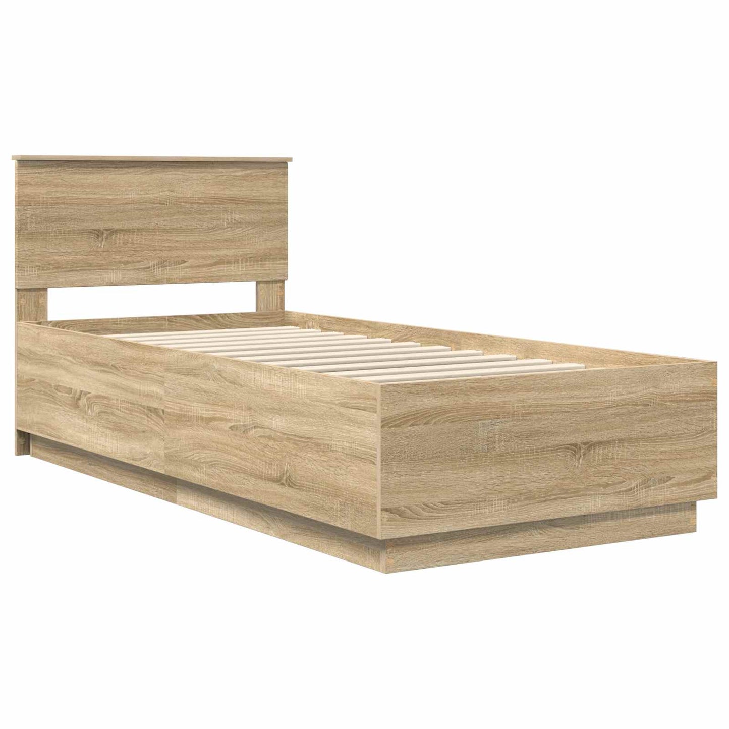 Bedframe met hoofdeinde Sonoma Eiken 100 x 200 cm Bewerkt hout is nu te koop bij PeponiXL, paradijselijk wonen!