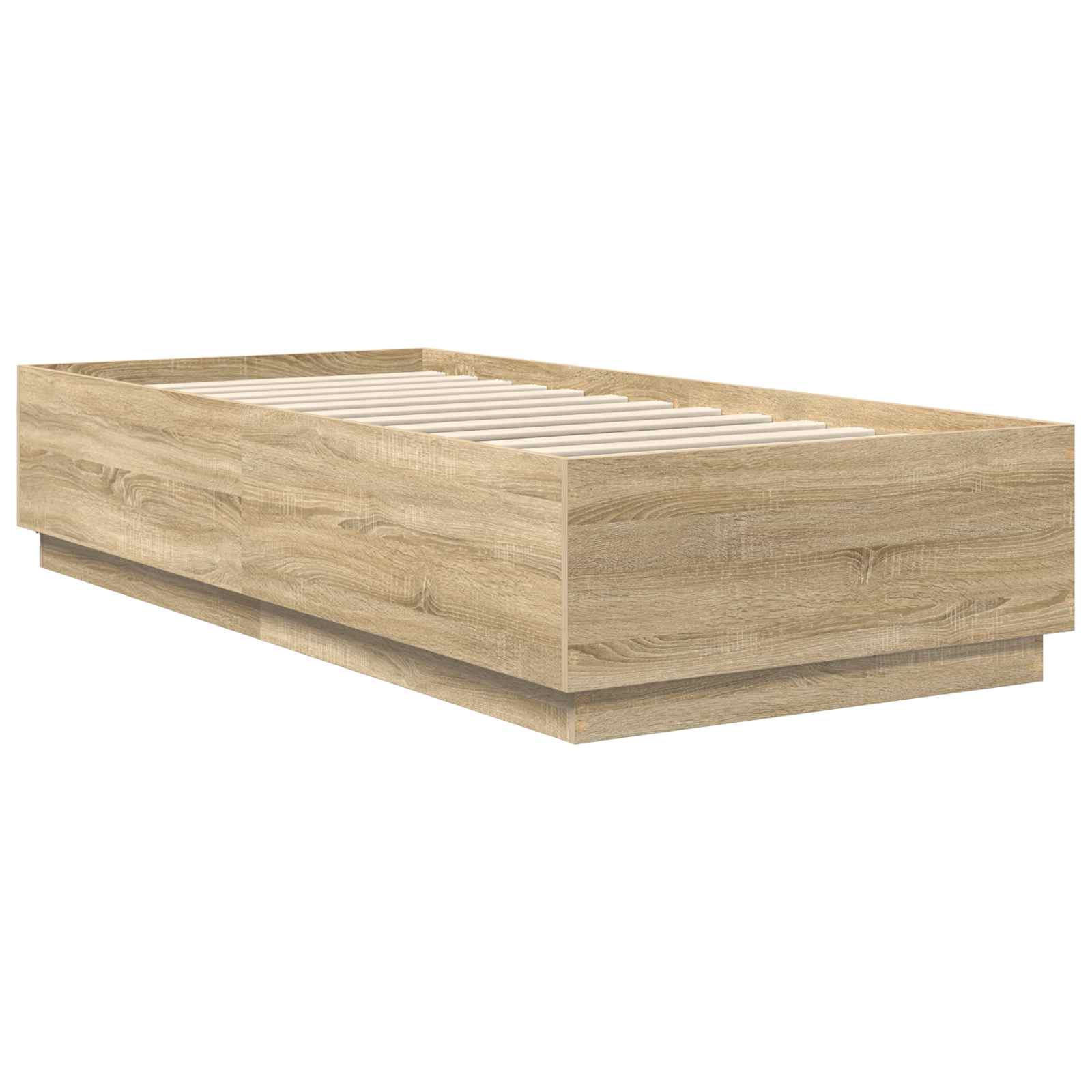 Bedframe met hoofdeinde Sonoma Eiken 100 x 200 cm Bewerkt hout is nu te koop bij PeponiXL, paradijselijk wonen!