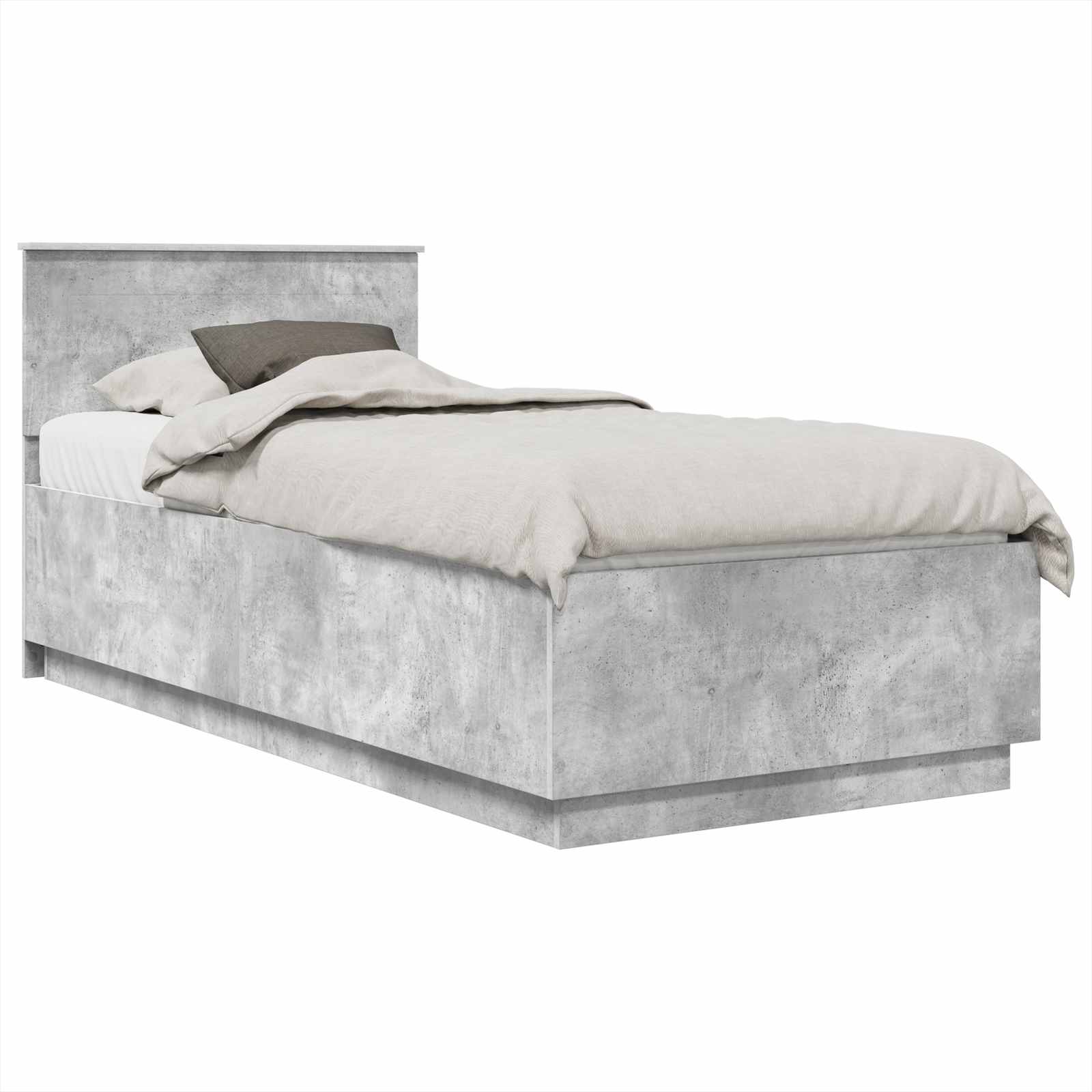 Bedframe met hoofdeinde Beton Grijs 100 x 200 cm Bewerkt hout is nu te koop bij PeponiXL, paradijselijk wonen!