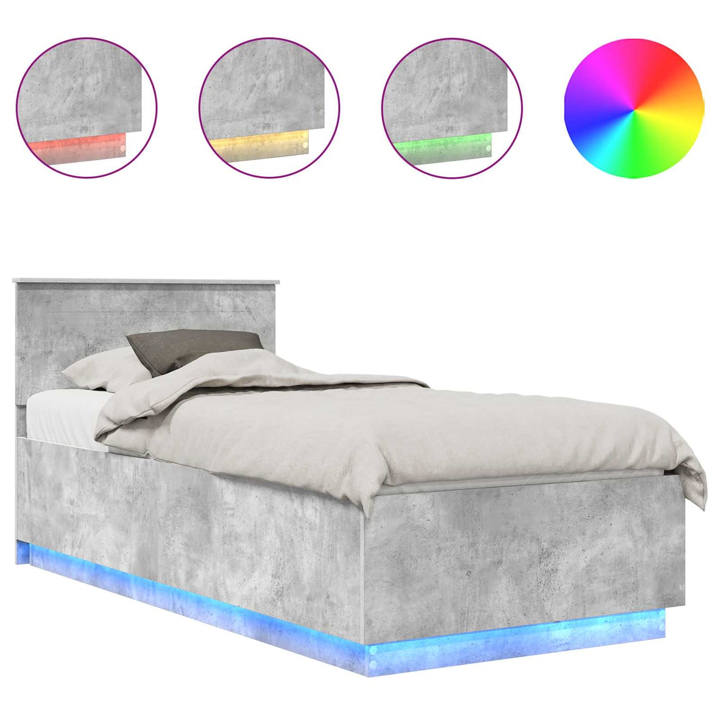 Bedframe met hoofdeinde Beton Grijs 90 x 200 cm Bewerkt hout is nu te koop bij PeponiXL, paradijselijk wonen!