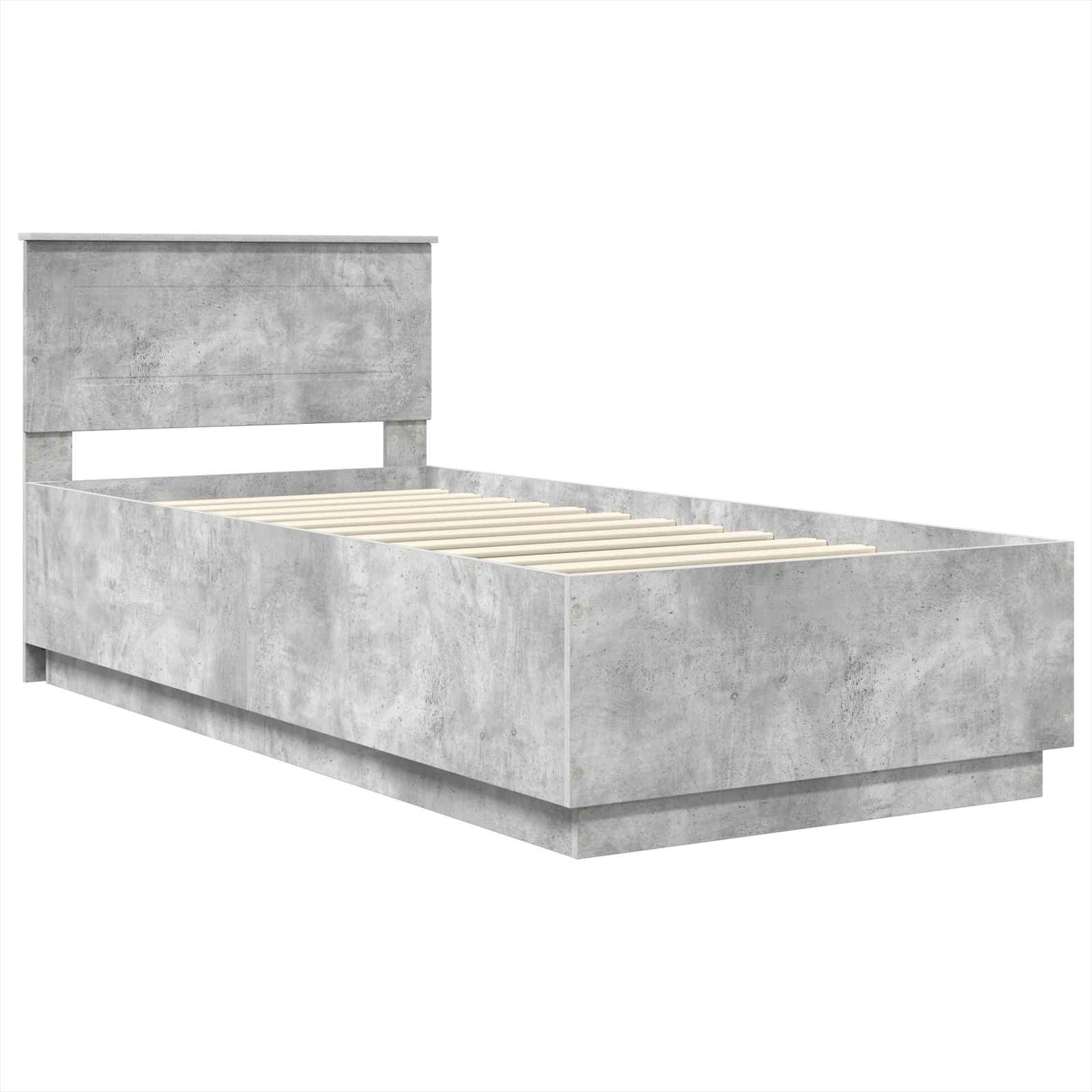 Bedframe met hoofdeinde Beton Grijs 90 x 200 cm Bewerkt hout is nu te koop bij PeponiXL, paradijselijk wonen!