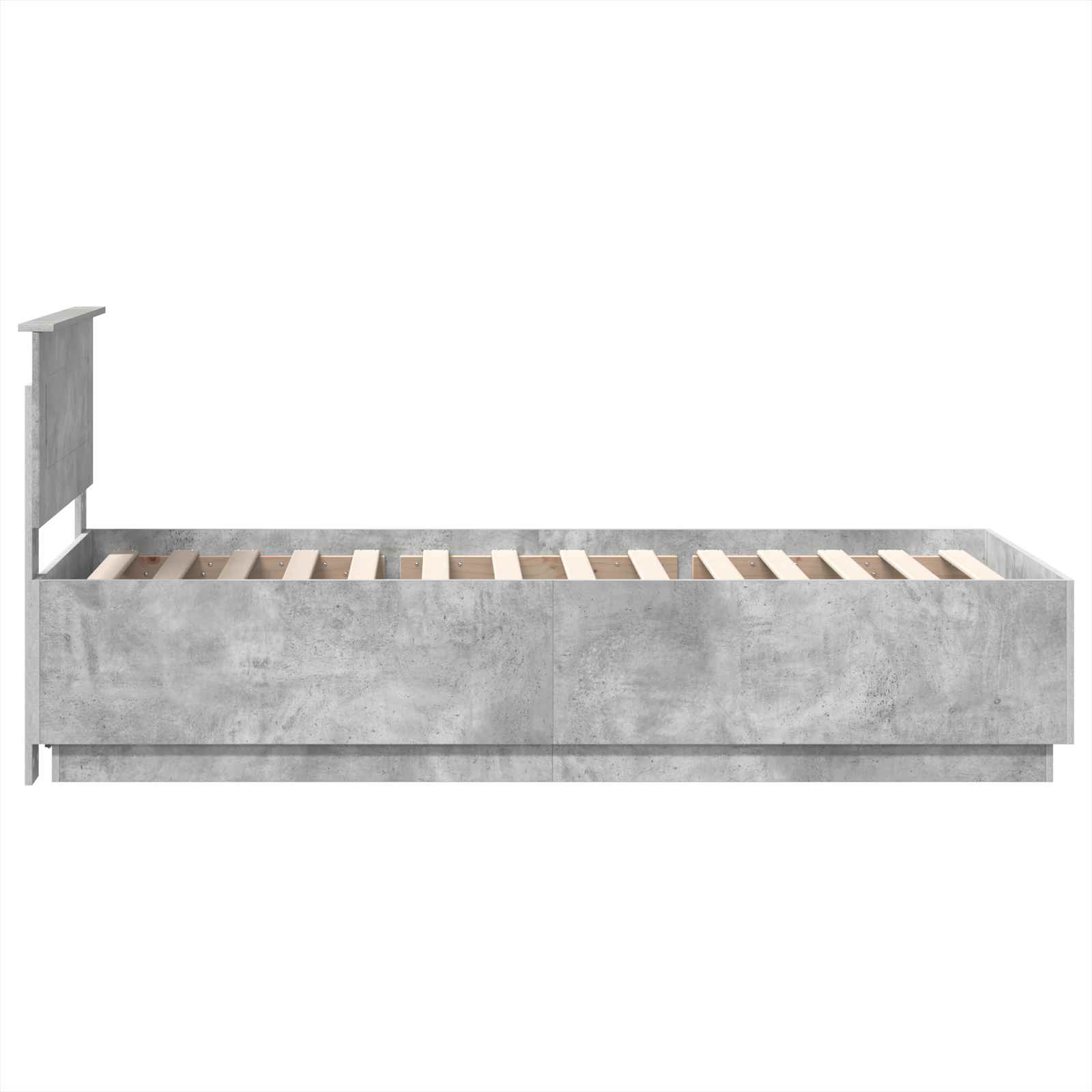 Bedframe met hoofdeinde Beton Grijs 90 x 200 cm Bewerkt hout is nu te koop bij PeponiXL, paradijselijk wonen!