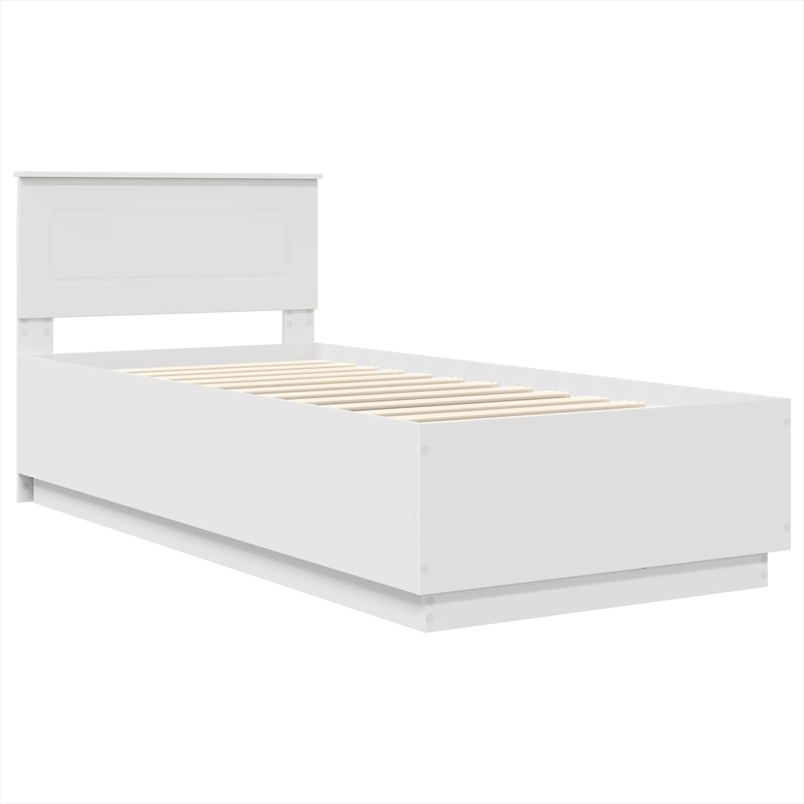 Bedframe met LED-striplichten Wit 70 x 190 cm Bewerkt hout is nu te koop bij PeponiXL, paradijselijk wonen!
