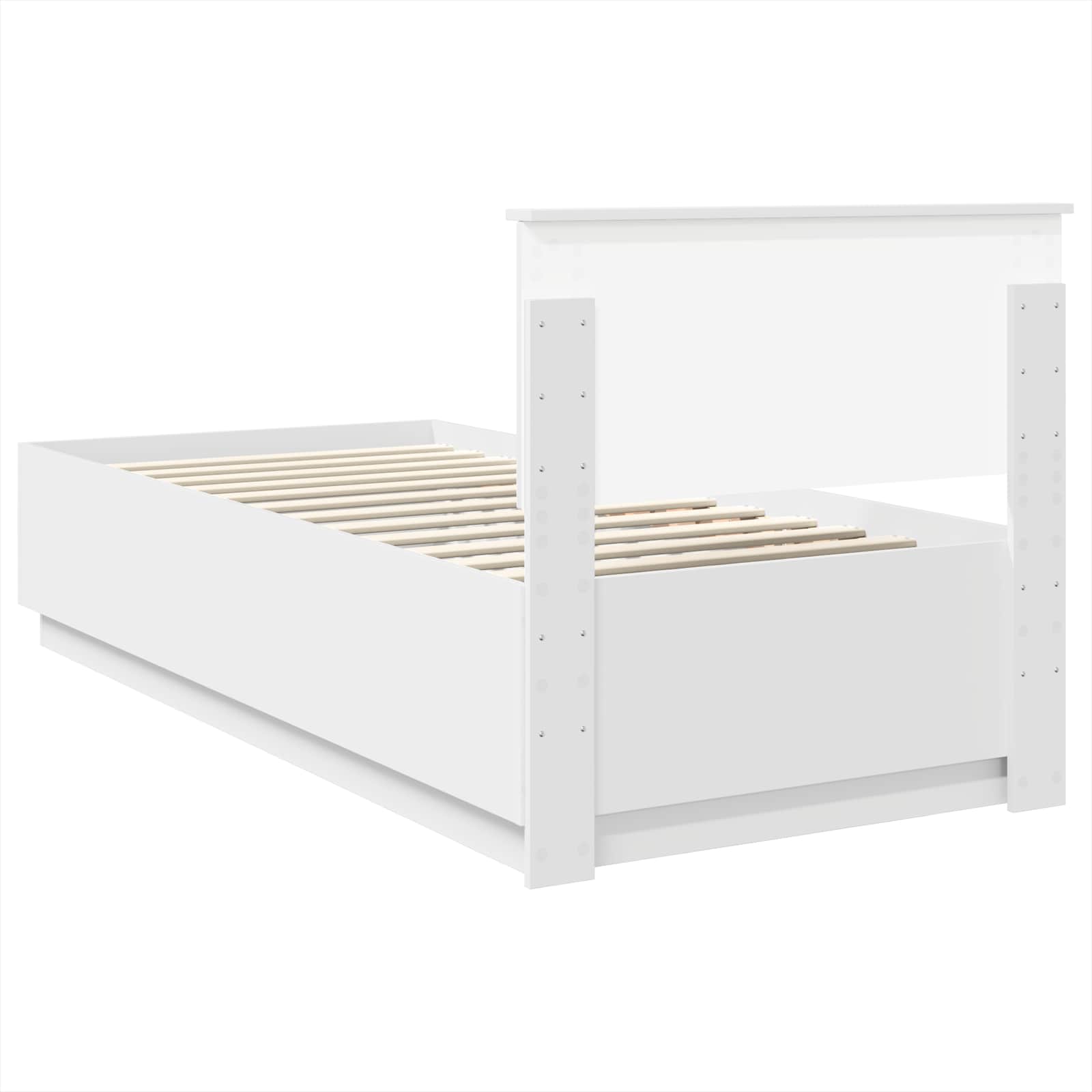 Bedframe met LED-striplichten Wit 70 x 190 cm Bewerkt hout is nu te koop bij PeponiXL, paradijselijk wonen!