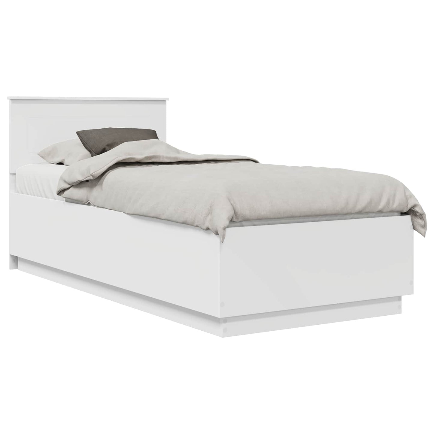 Bedframe met LED-striplichten Wit 70 x 190 cm Bewerkt hout is nu te koop bij PeponiXL, paradijselijk wonen!