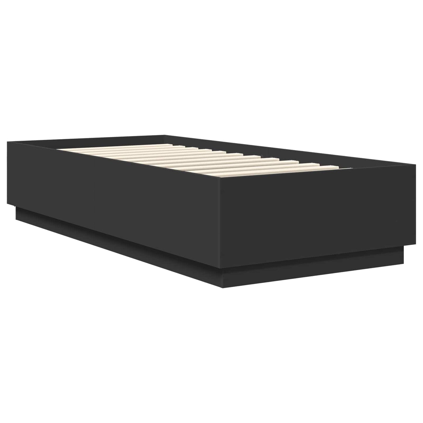 Bedframe met LED-striplichten Zwart 70 x 190 cm Bewerkt hout is nu te koop bij PeponiXL, paradijselijk wonen!