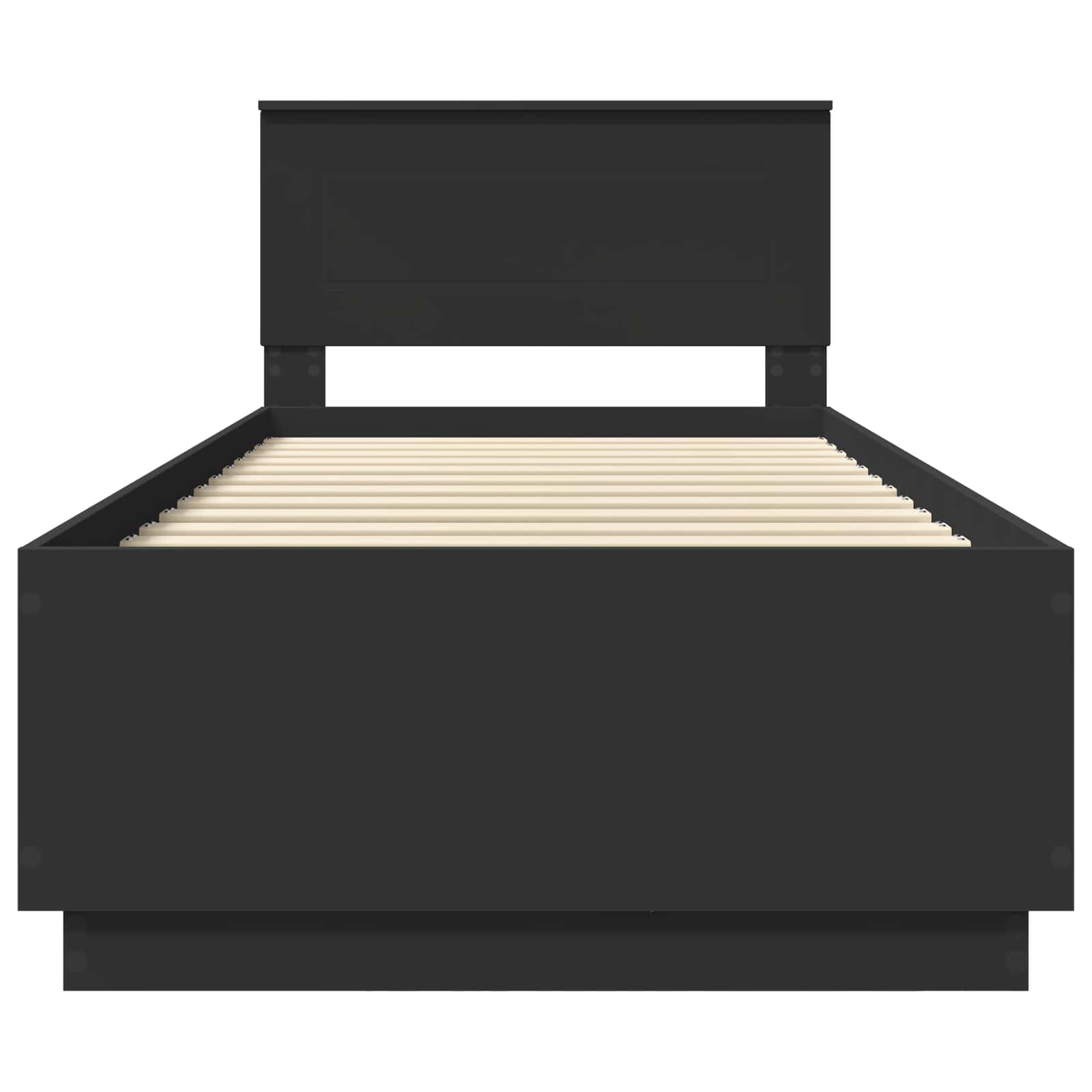 Bedframe met LED-striplichten Zwart 70 x 190 cm Bewerkt hout is nu te koop bij PeponiXL, paradijselijk wonen!