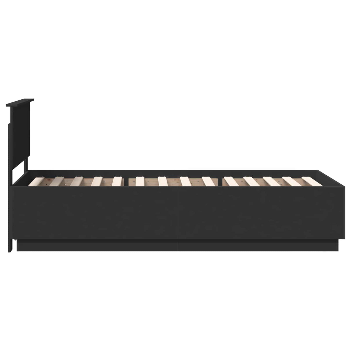 Bedframe met LED-striplichten Zwart 70 x 190 cm Bewerkt hout is nu te koop bij PeponiXL, paradijselijk wonen!