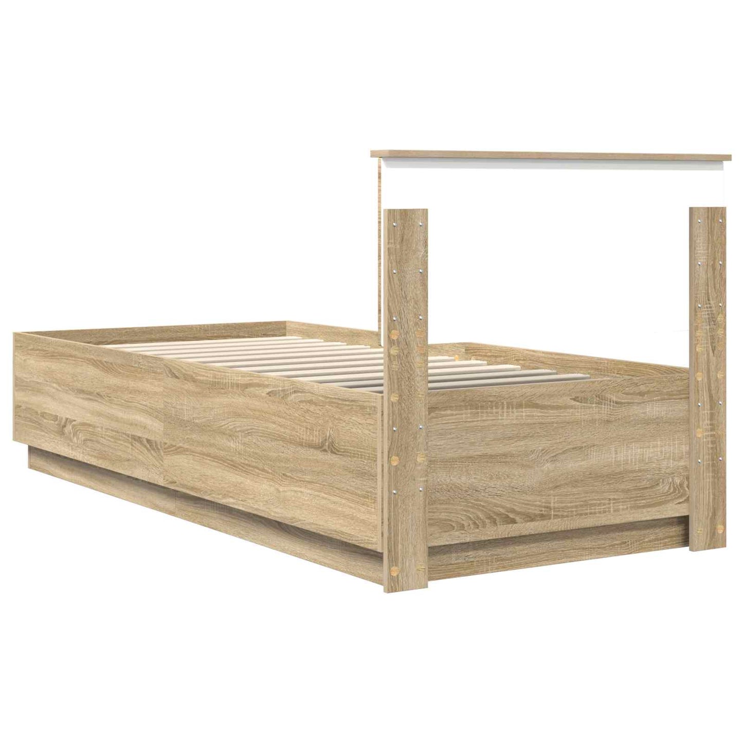 Bedframe met hoofdeinde Sonoma Eiken 70 x 190 cm Bewerkt hout is nu te koop bij PeponiXL, paradijselijk wonen!