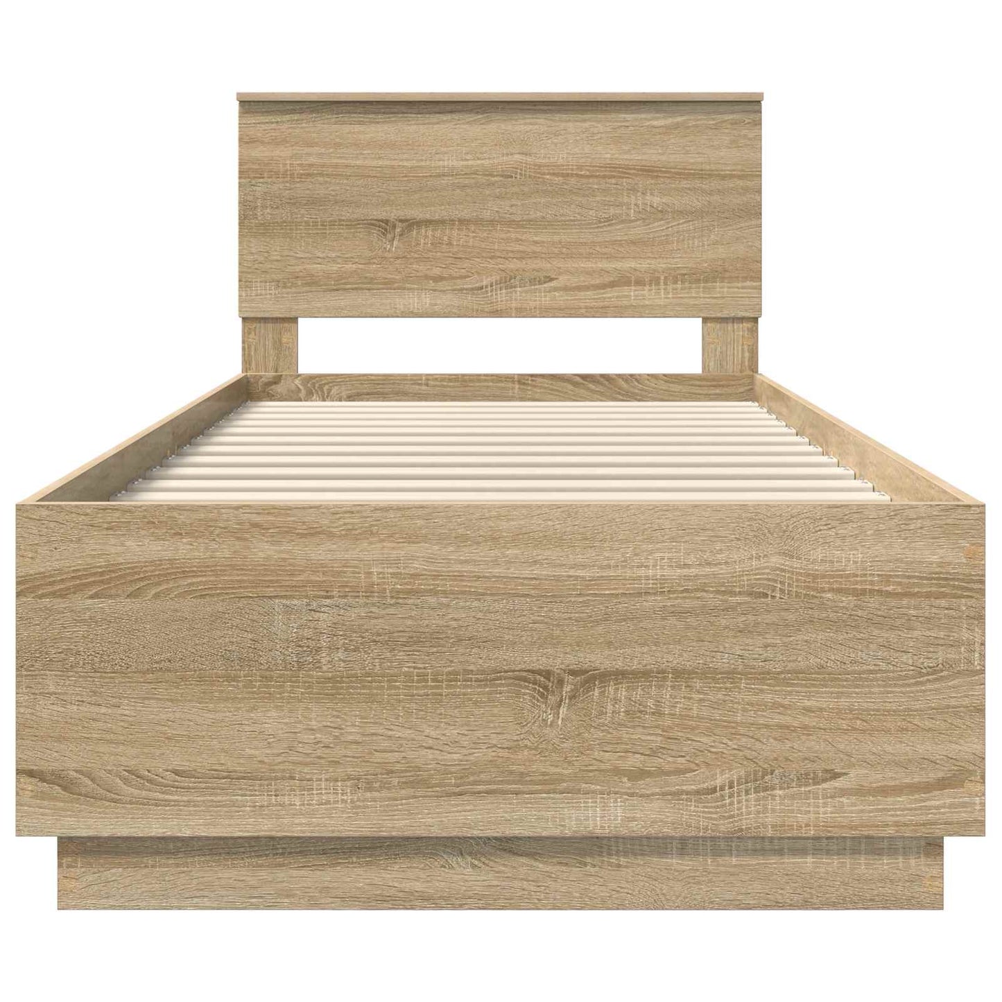 Bedframe met hoofdeinde Sonoma Eiken 70 x 190 cm Bewerkt hout is nu te koop bij PeponiXL, paradijselijk wonen!