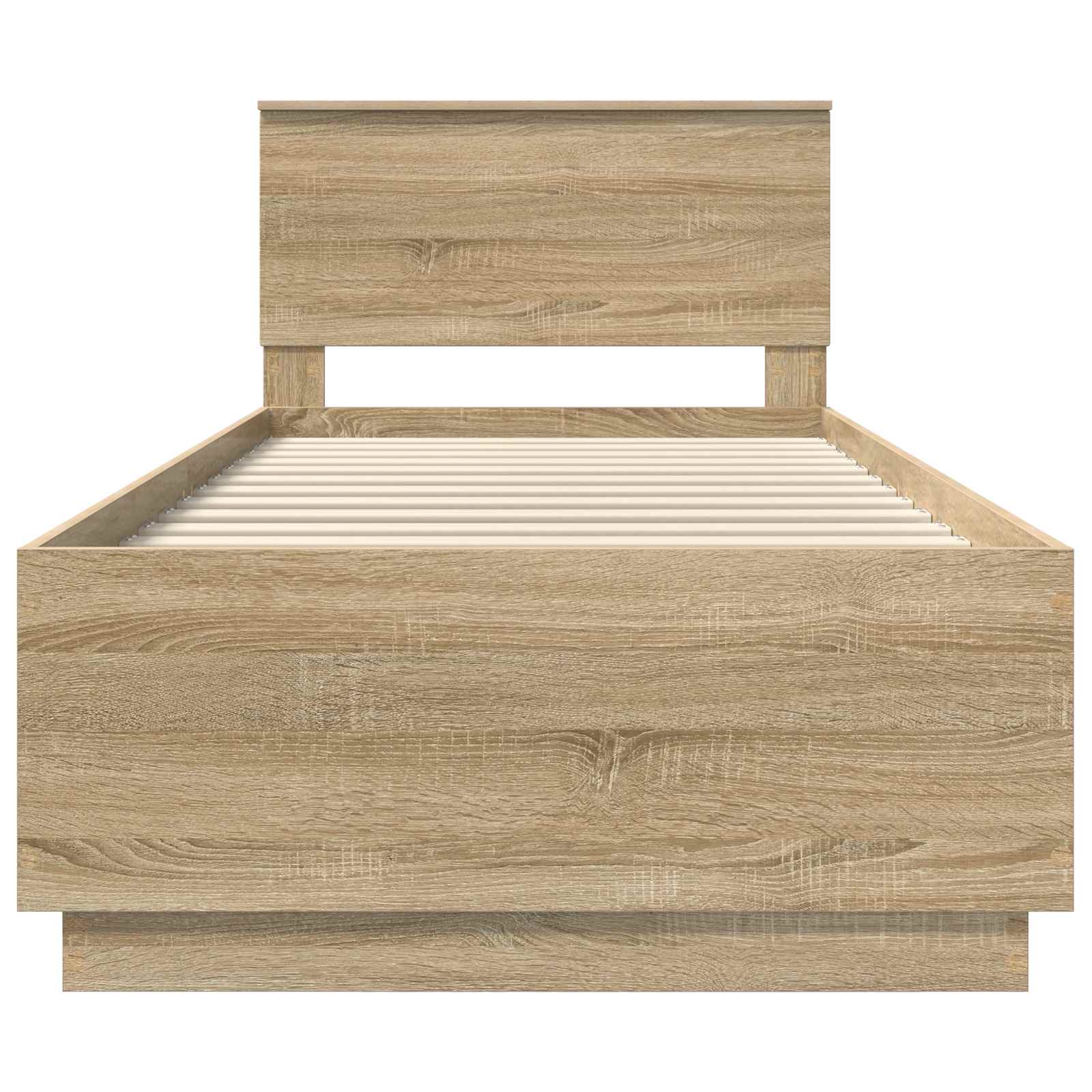 Bedframe met hoofdeinde Sonoma Eiken 70 x 190 cm Bewerkt hout is nu te koop bij PeponiXL, paradijselijk wonen!