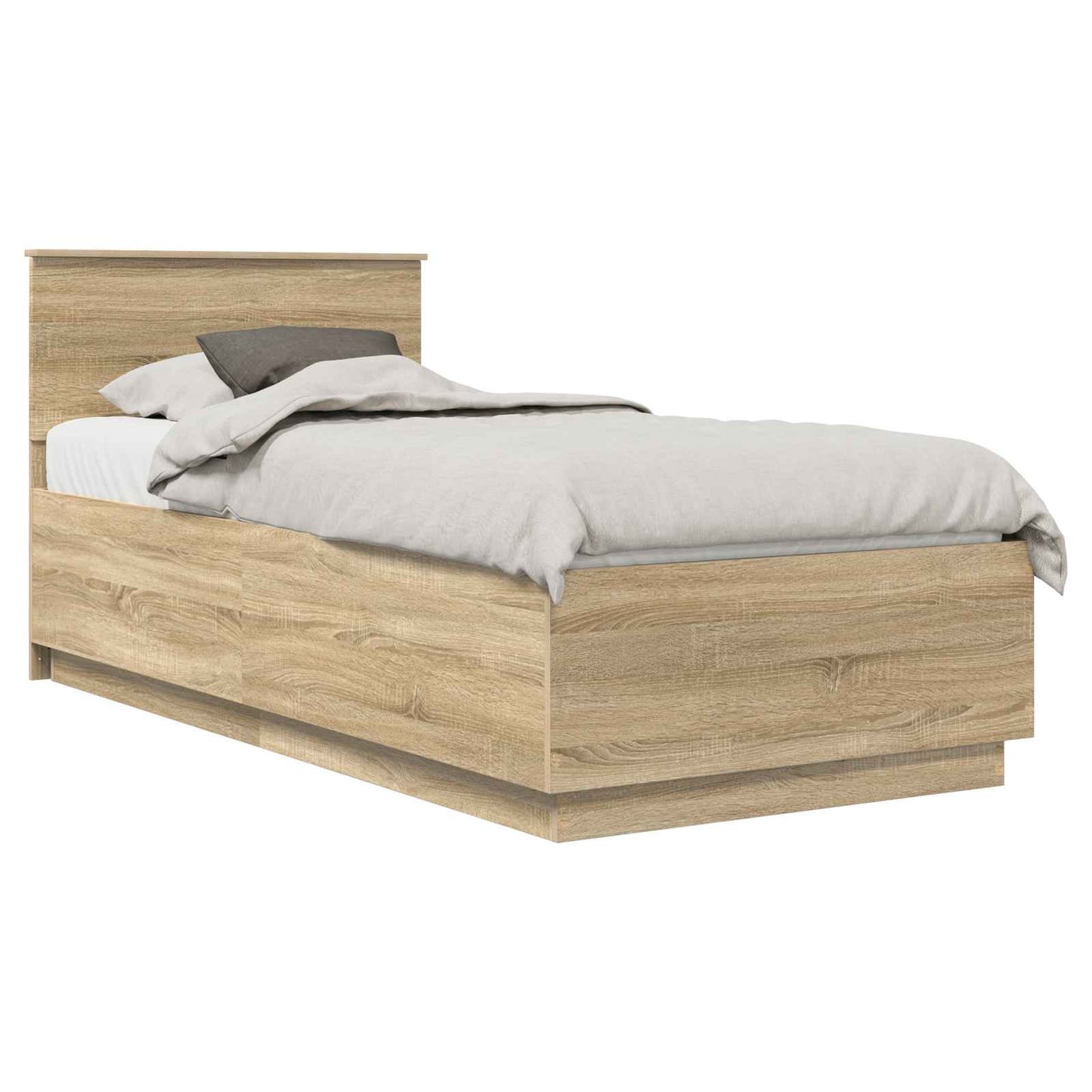 Bedframe met hoofdeinde Sonoma Eiken 70 x 190 cm Bewerkt hout is nu te koop bij PeponiXL, paradijselijk wonen!