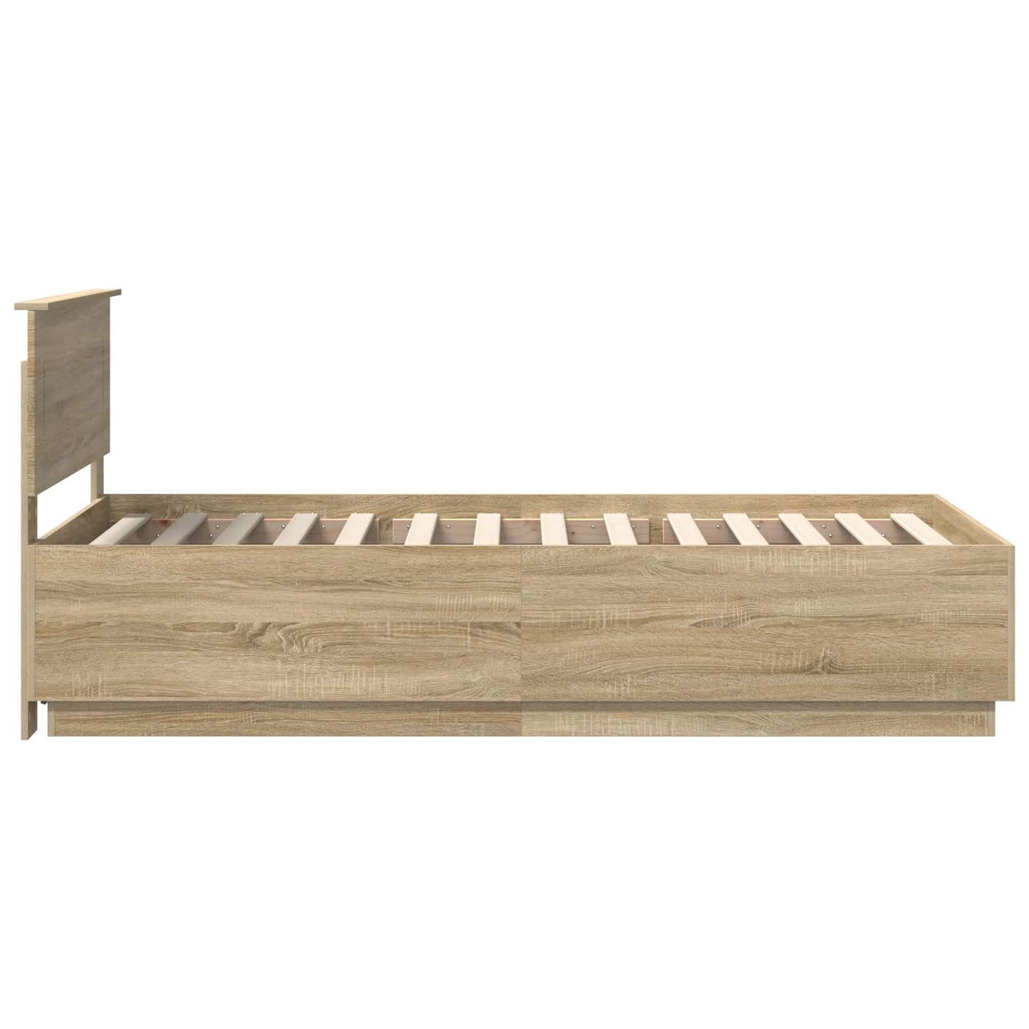 Bedframe met hoofdeinde Sonoma Eiken 70 x 190 cm Bewerkt hout is nu te koop bij PeponiXL, paradijselijk wonen!